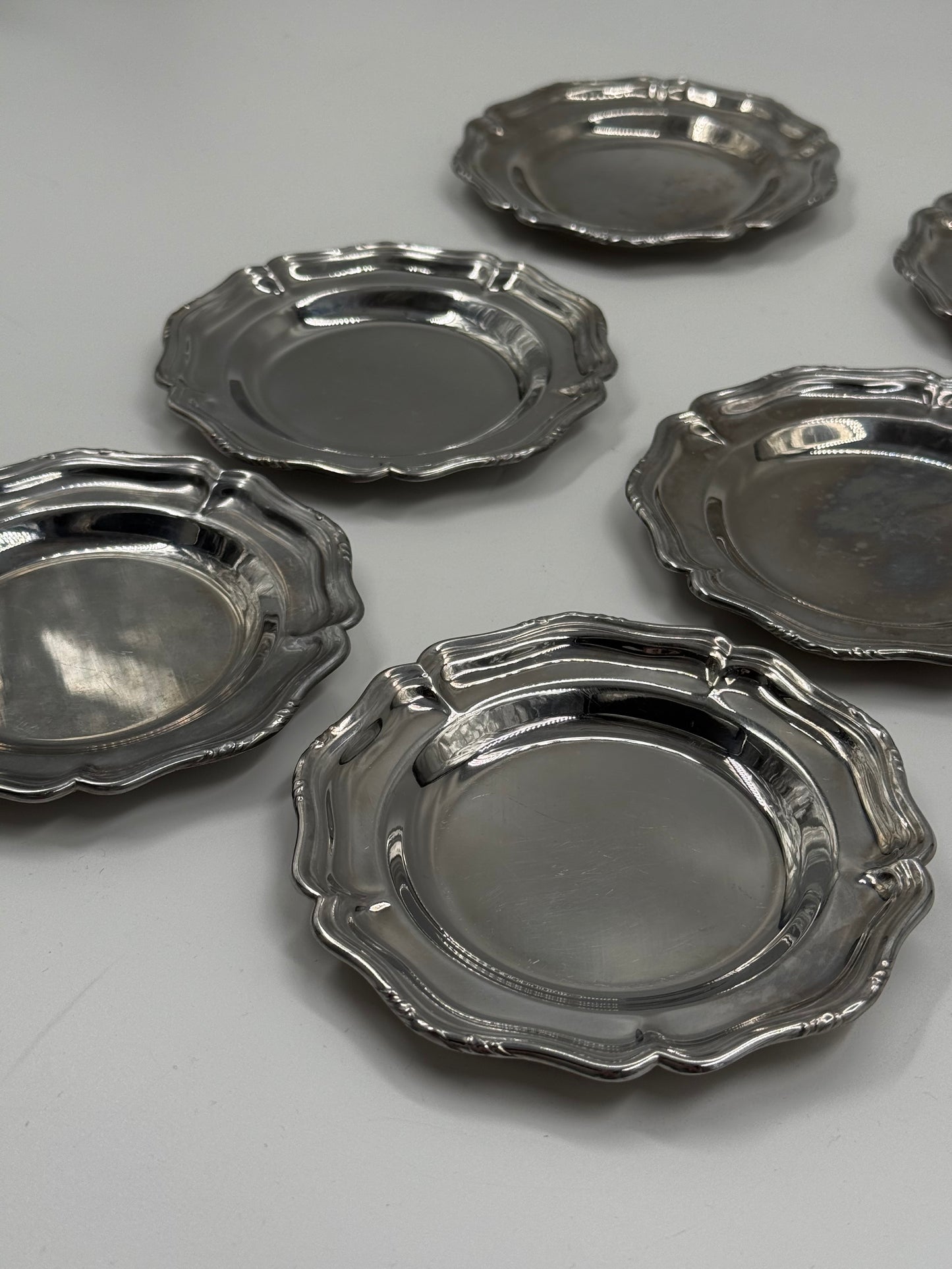 Set of 6 Small Silver-Plated Dishes — Decorative Coasters