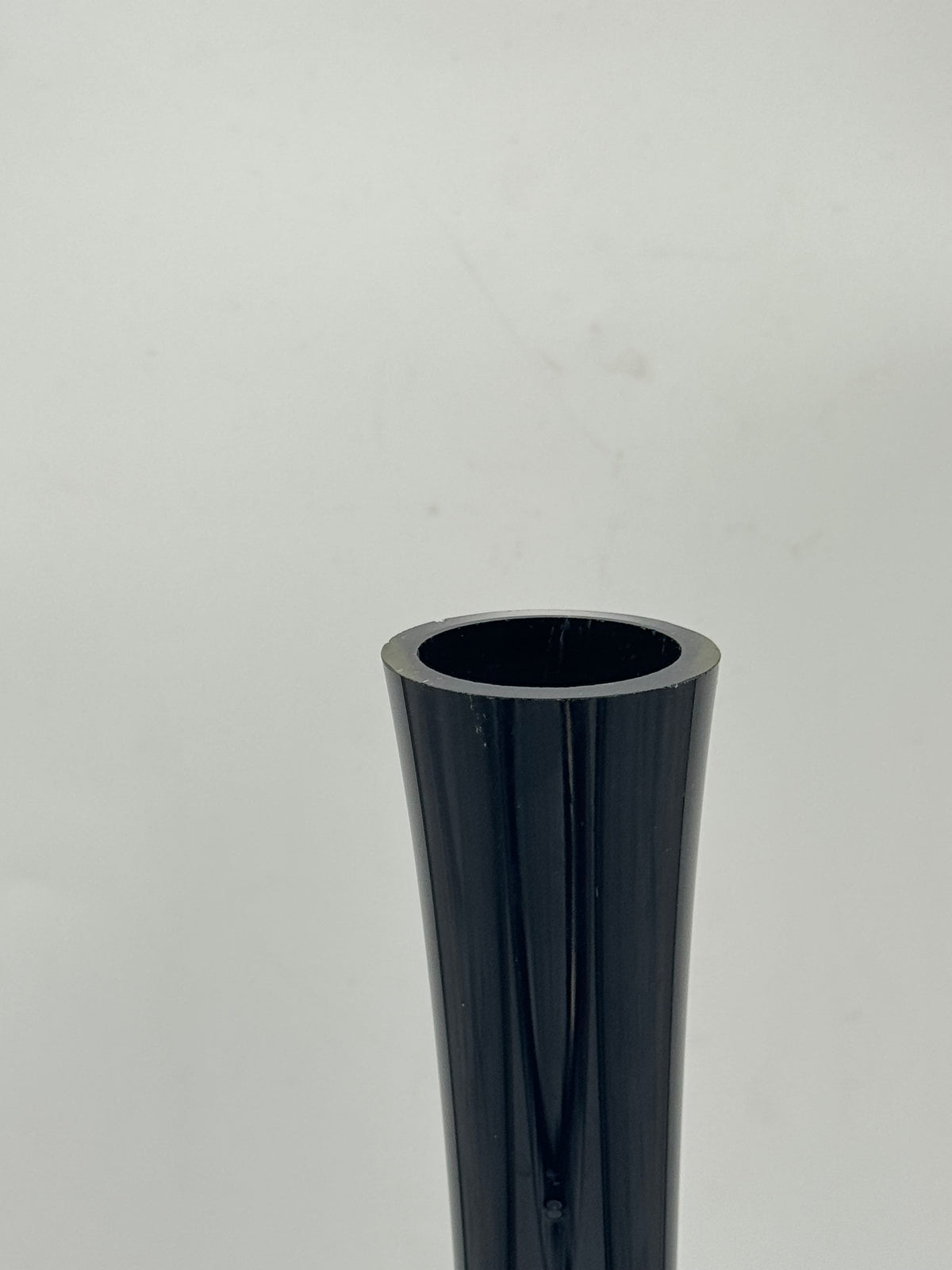 Vintage Tall Black Glass Trumpet Bud Vase