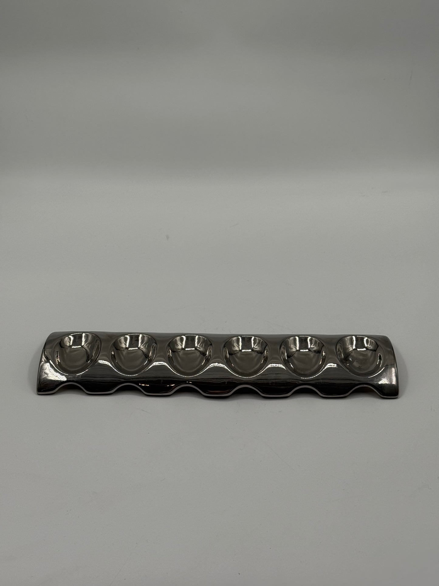 Long Stainless Steel Wave Tray (Multiple Compartments)