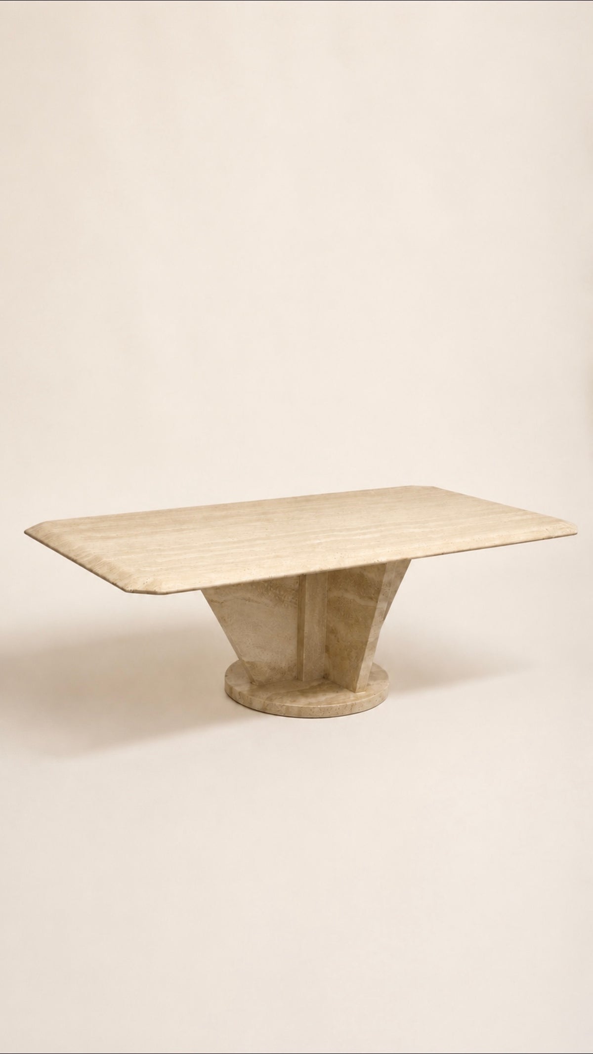 Italian Travertine Coffee Table with Sculptural Triangular Base, 1970s