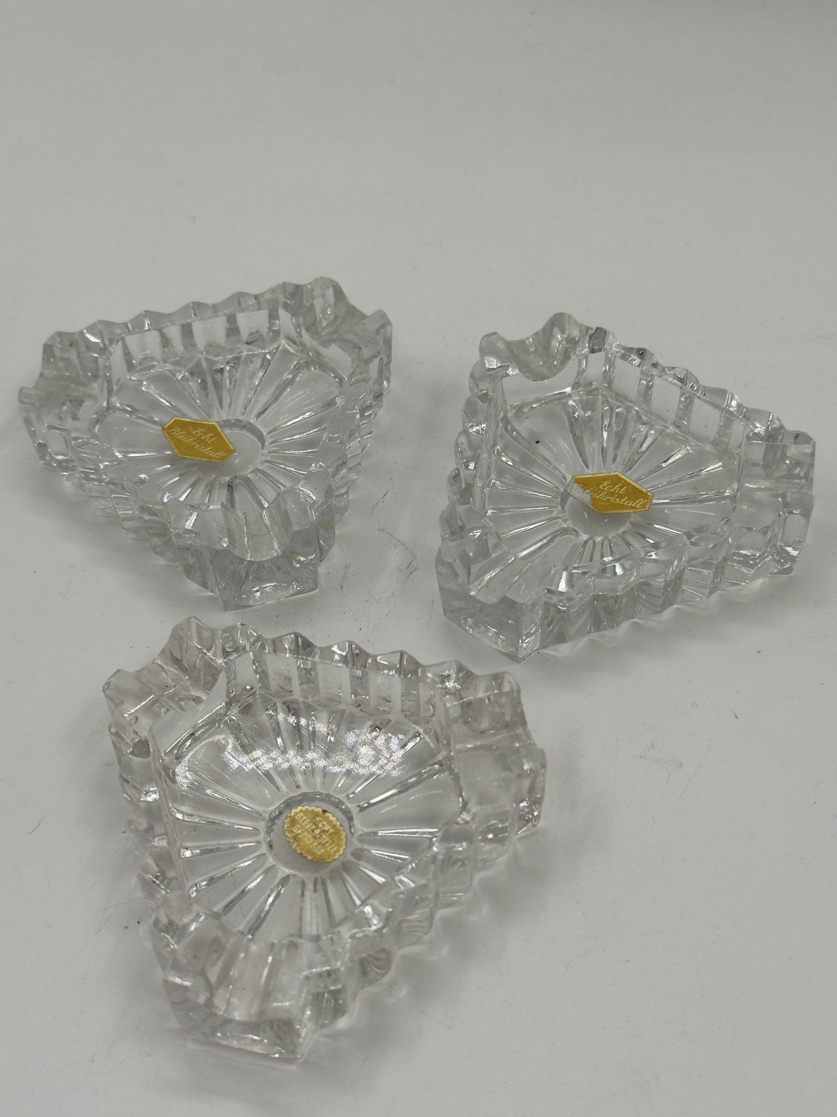 Set of 3 Vintage German Lead Crystal Nut Dishes, Bleikristall