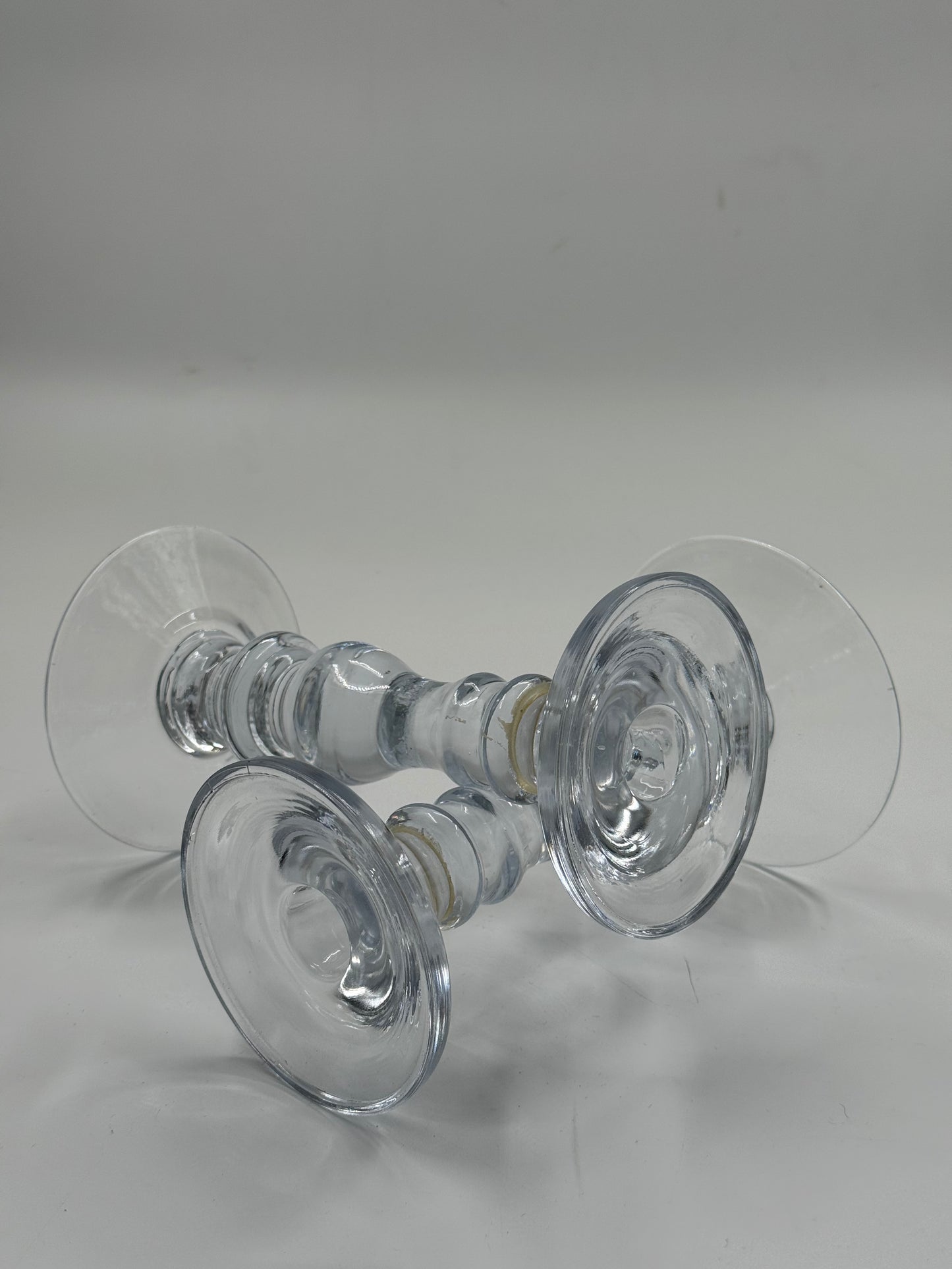 Pair of vintage glass candlesticks