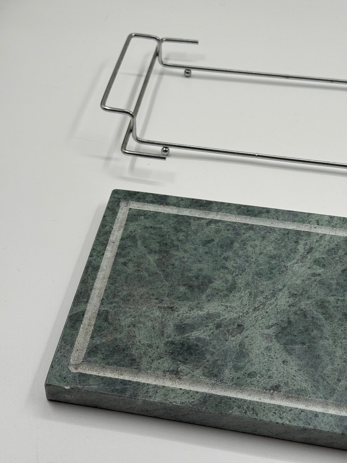 Green Marble Serving Tray with Metal Handles — Modernist Tray