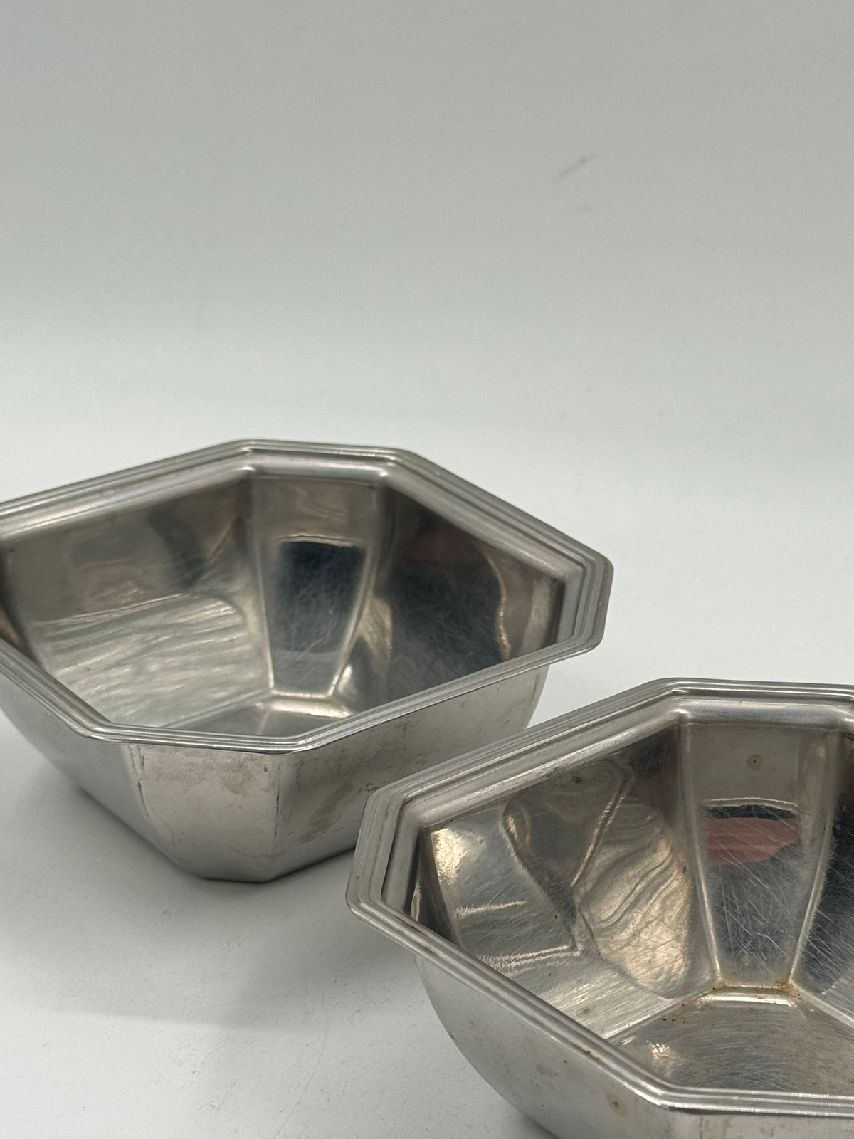 Set of 2 Small Silver-Plated Octagonal Bowls