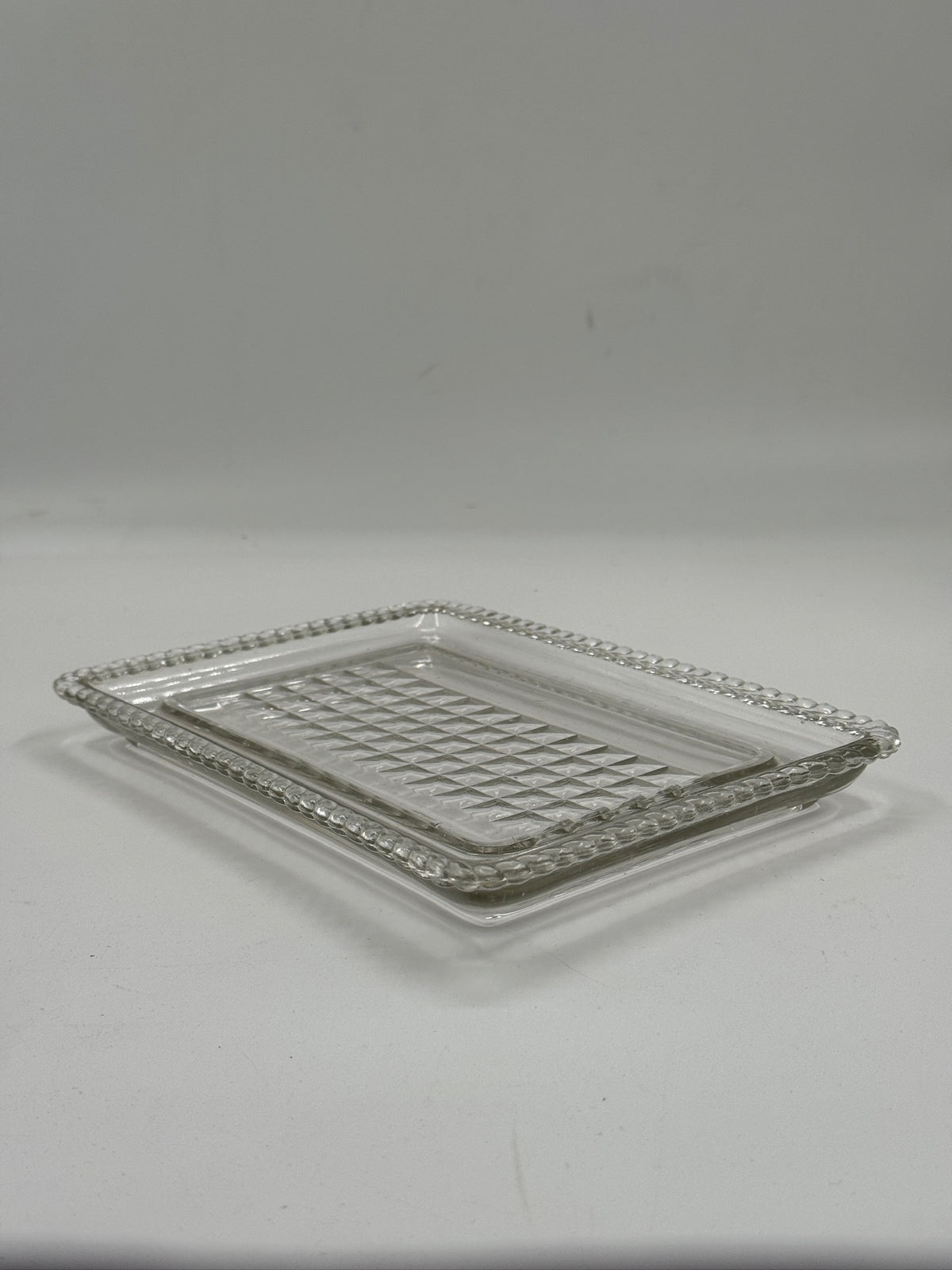 Vintage Pressed Glass Vanity Tray with Rope-Twist Edge
