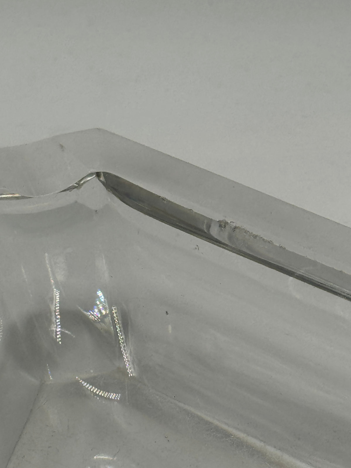 Vintage Faceted Glass Triangular Ashtray