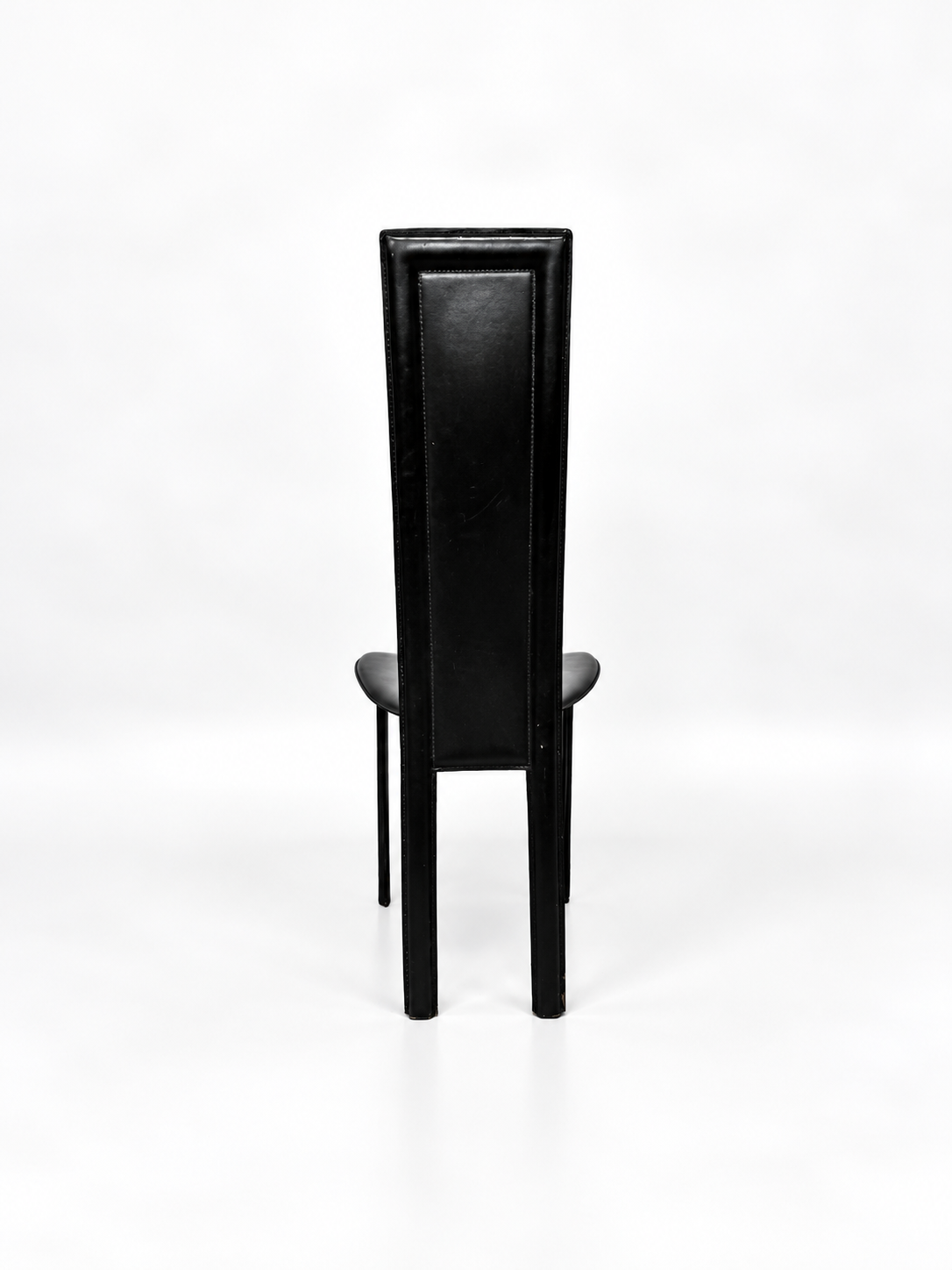 Italian Black Leather High-Back Dining Chairs, Set of 6
