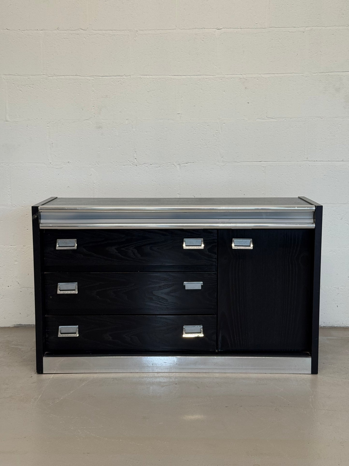 Vintage Black Lacquer Chrome sideboard