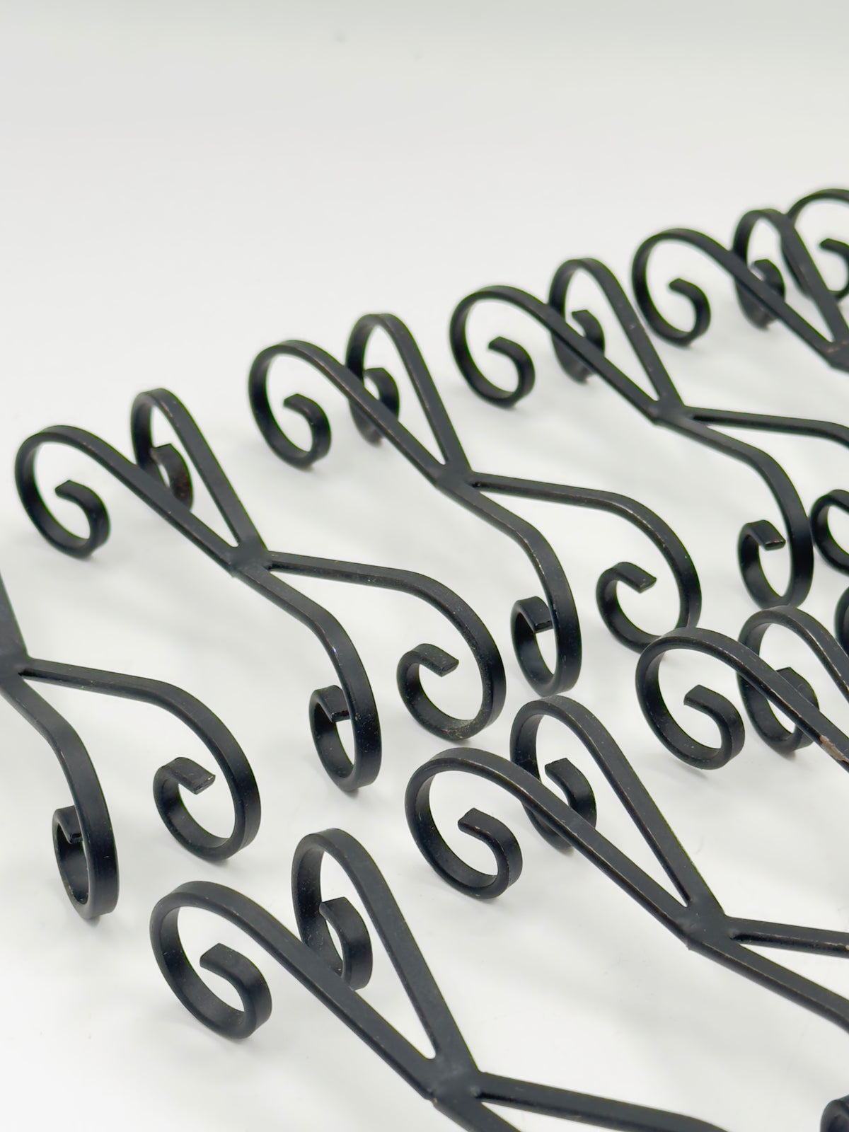 Vintage Wrought Iron Scroll Plate Stands, Set of 10, Original Box