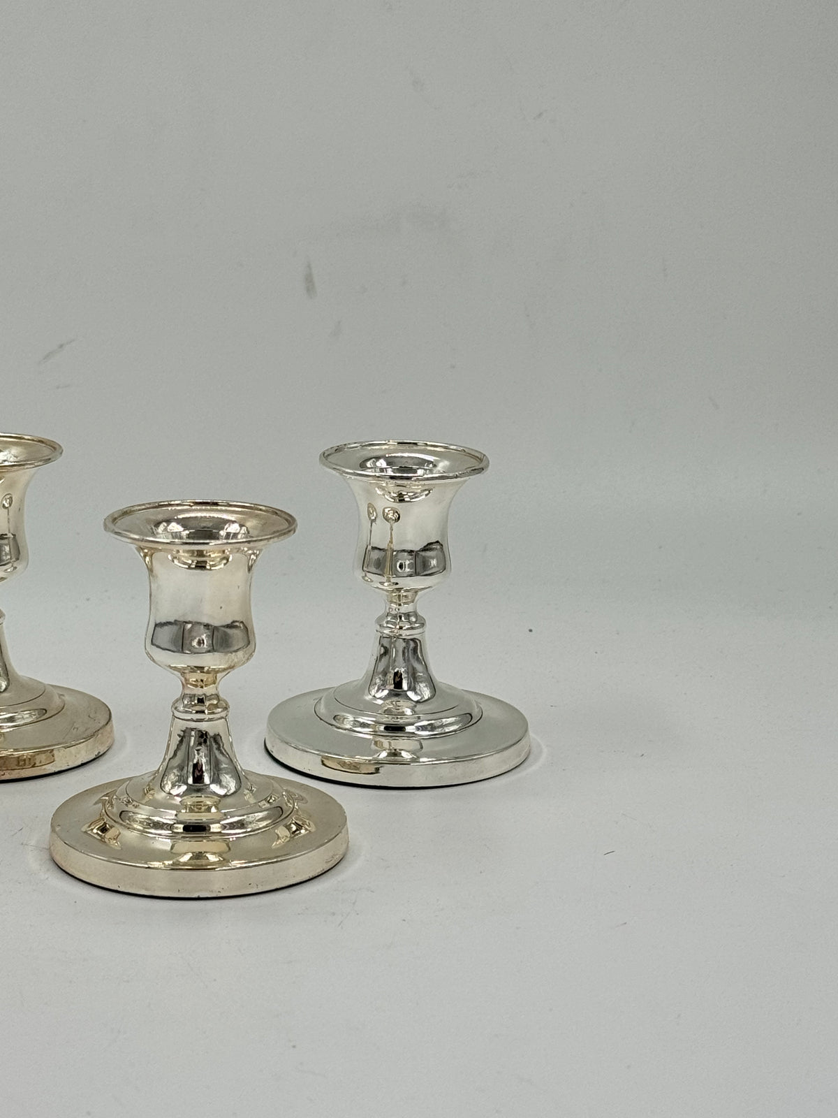 Set of 3 Vintage Silver-Plated Candlesticks