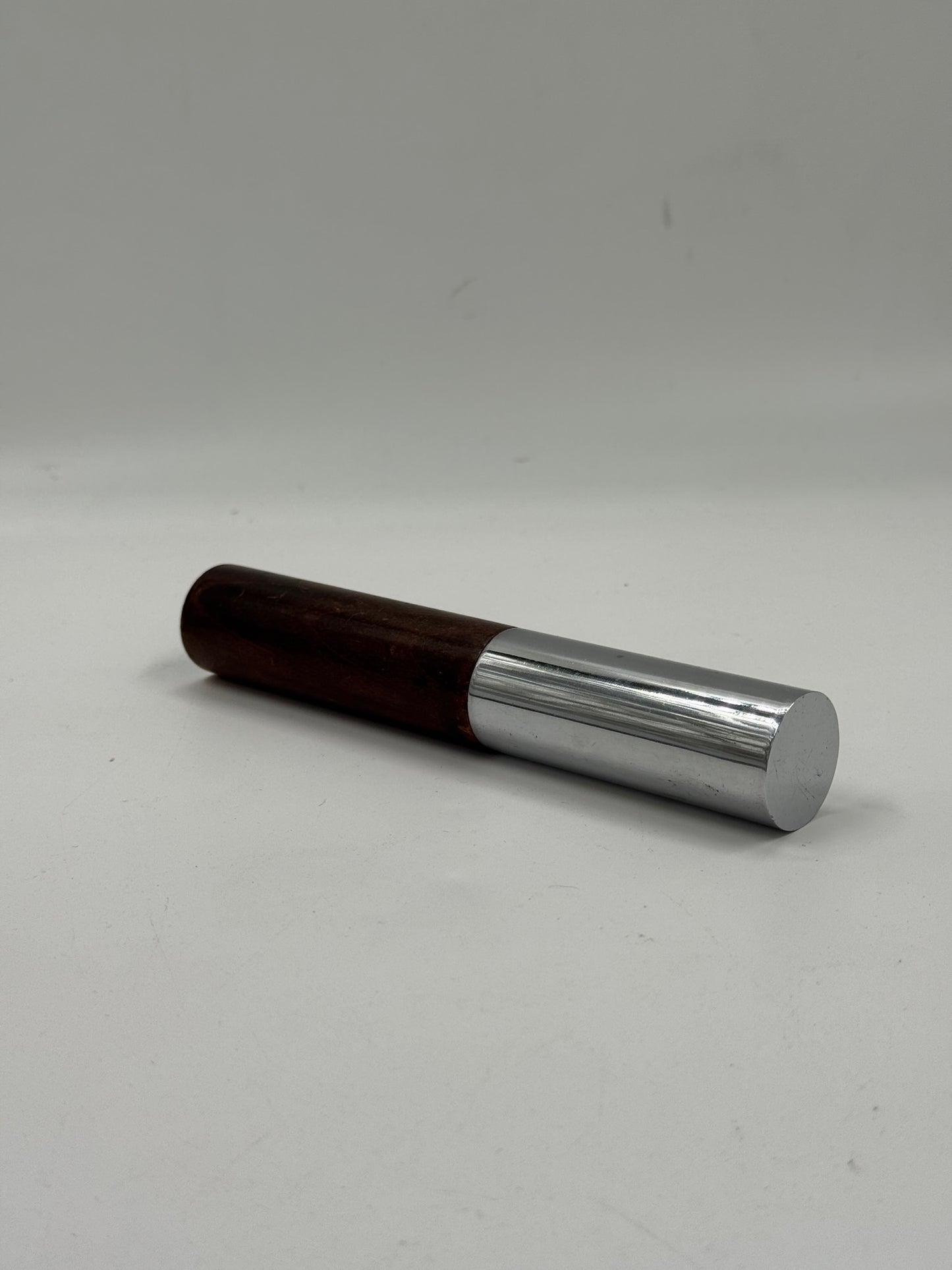 Vintage Rosewood and Chrome Cylindrical Drawer Pull Handle