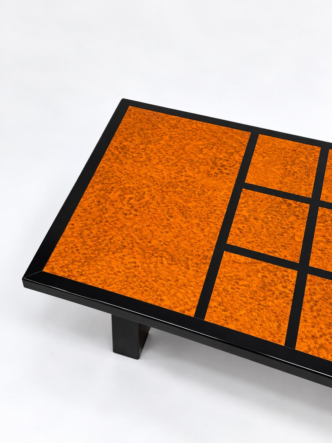 Burl Wood & Black Lacquer Coffee Table