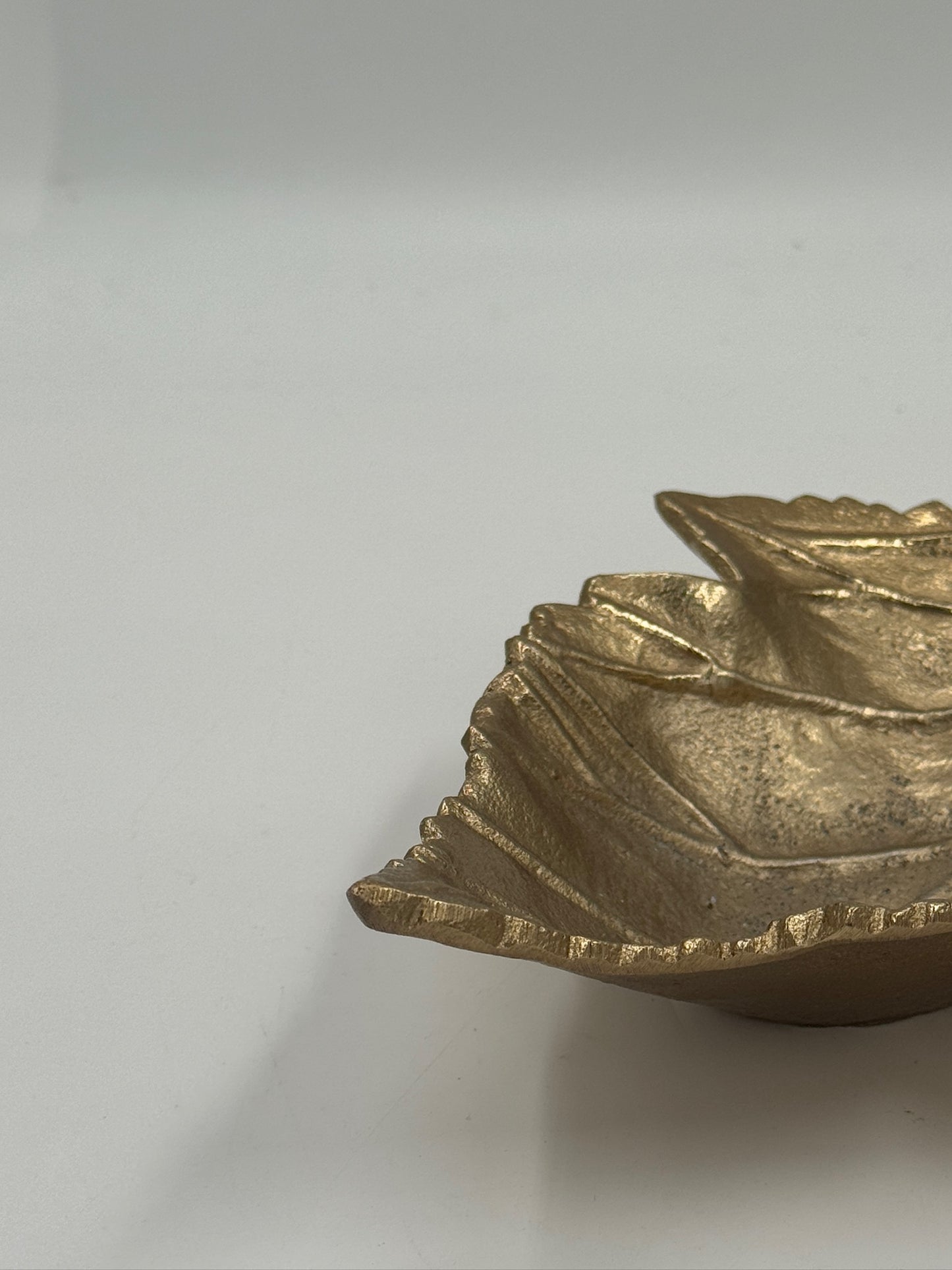 Vintage Gold-Toned Cast Metal Leaf Catchall Dish