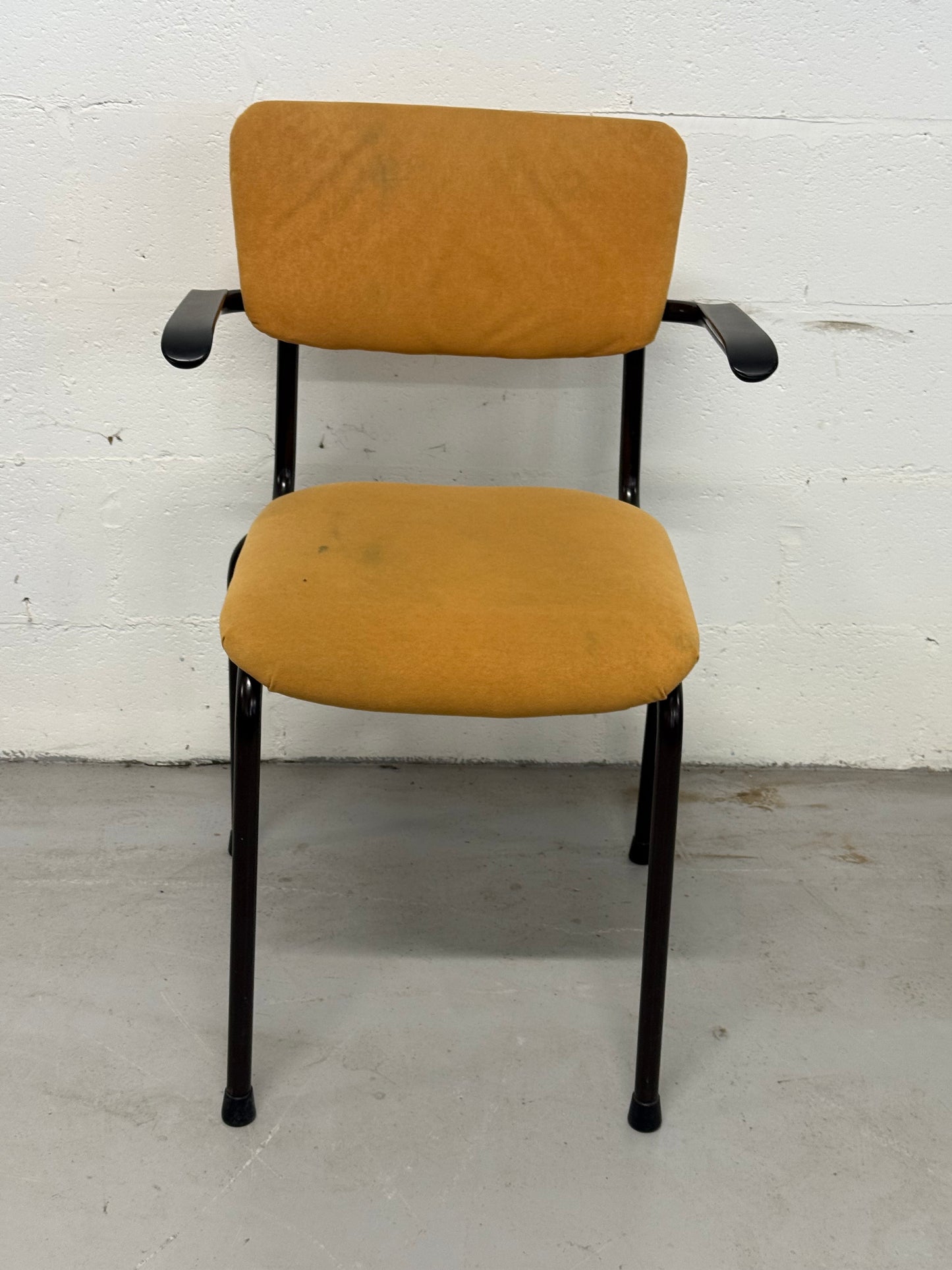 Set of 4 Vintage Mustard Upholstered Armchairs