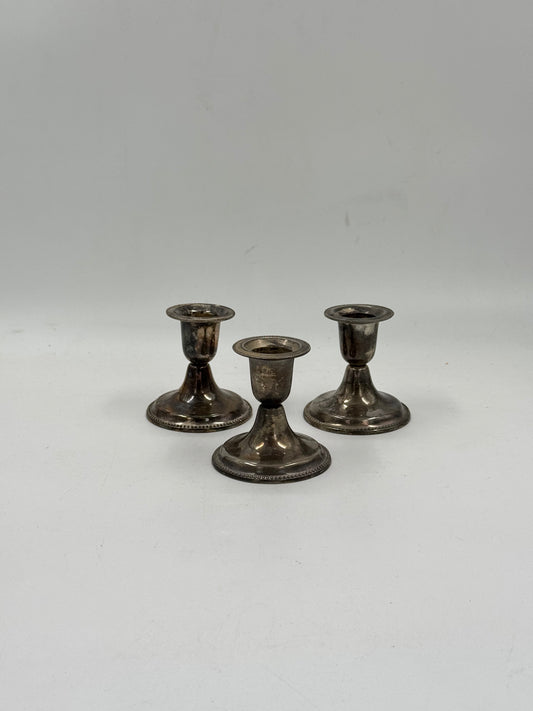 Silver-Plated Candlesticks, Set of 3