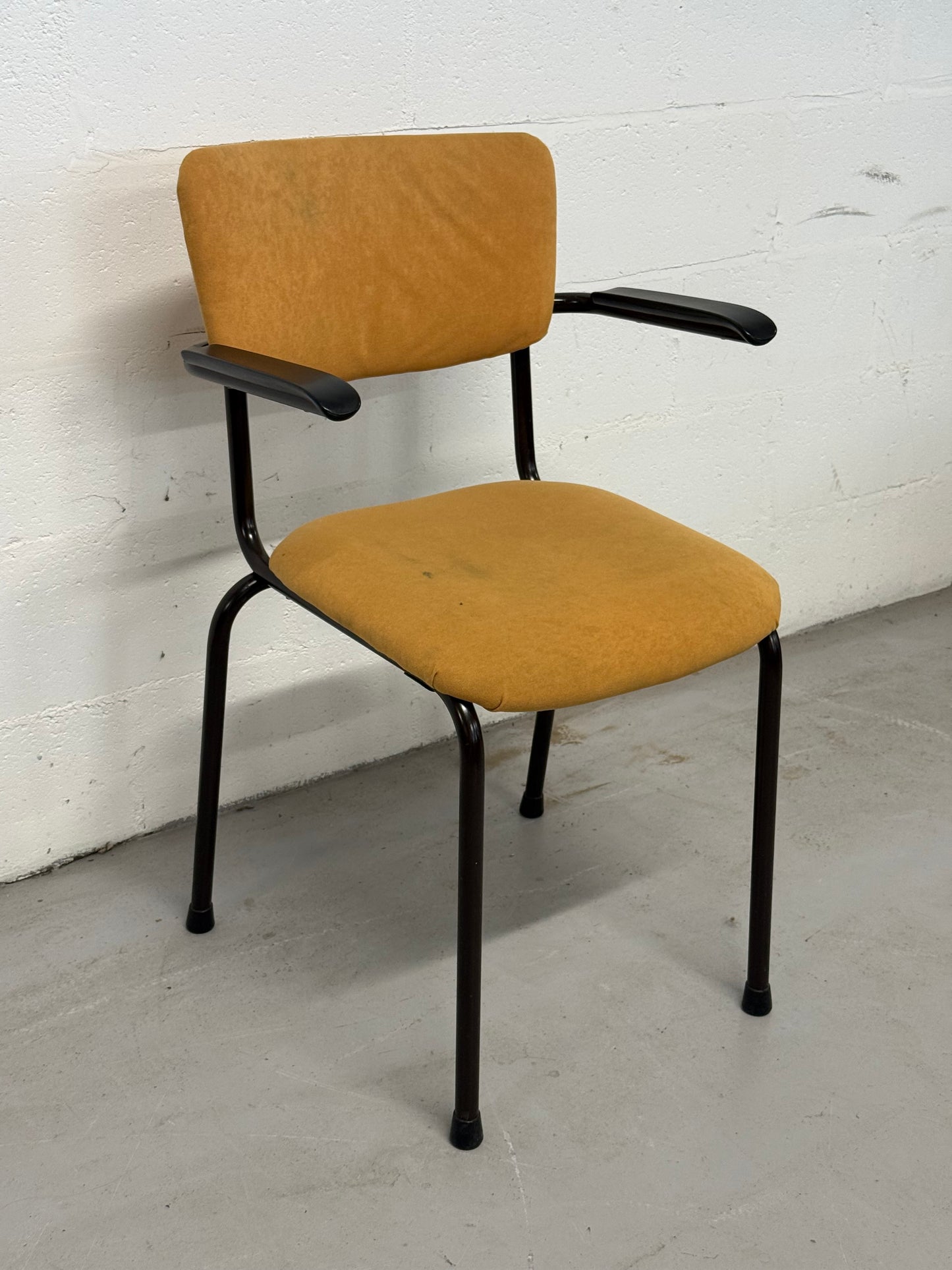 Set of 4 Vintage Mustard Upholstered Armchairs