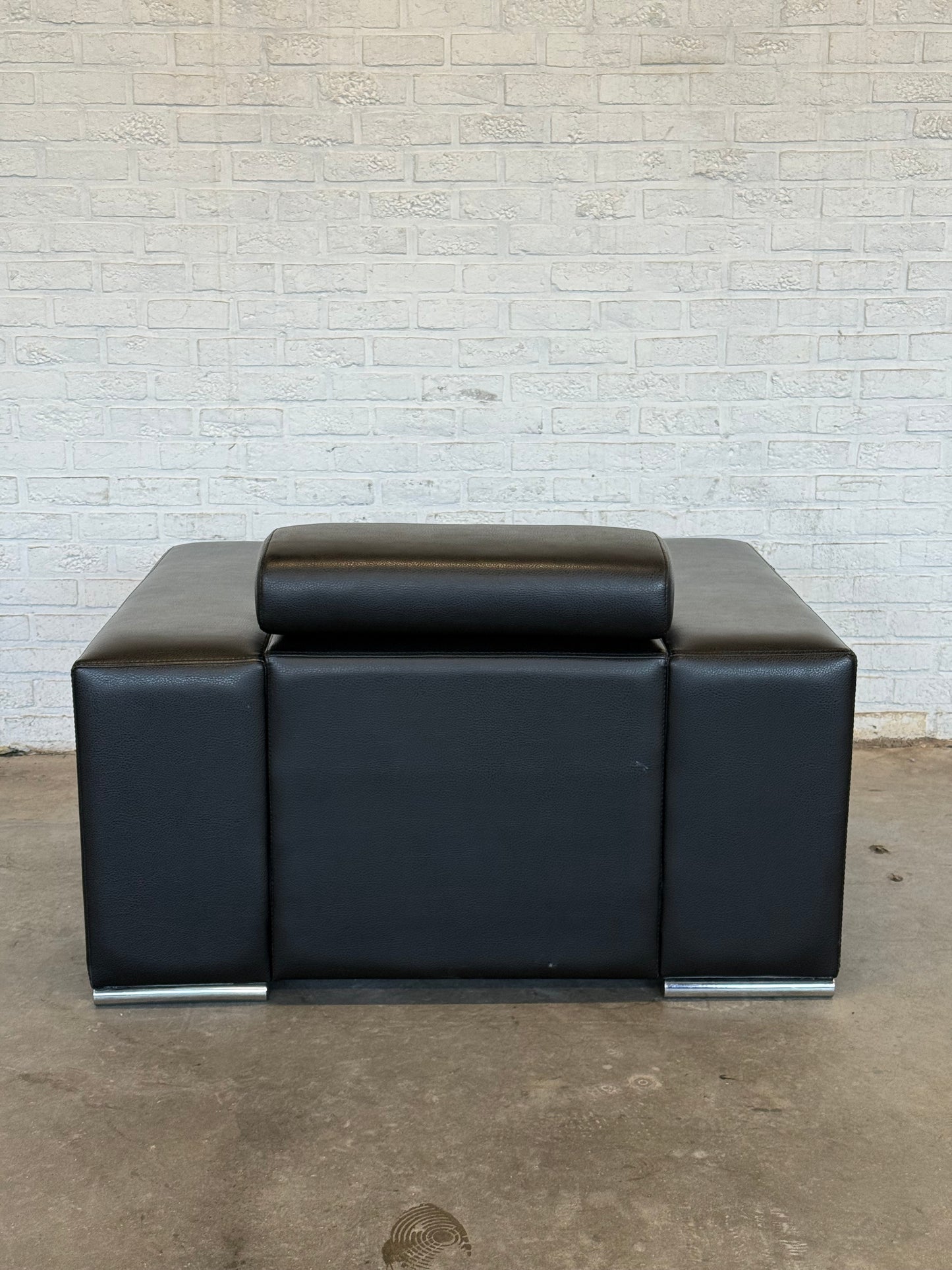 Modern Black Leather Club Armchair
