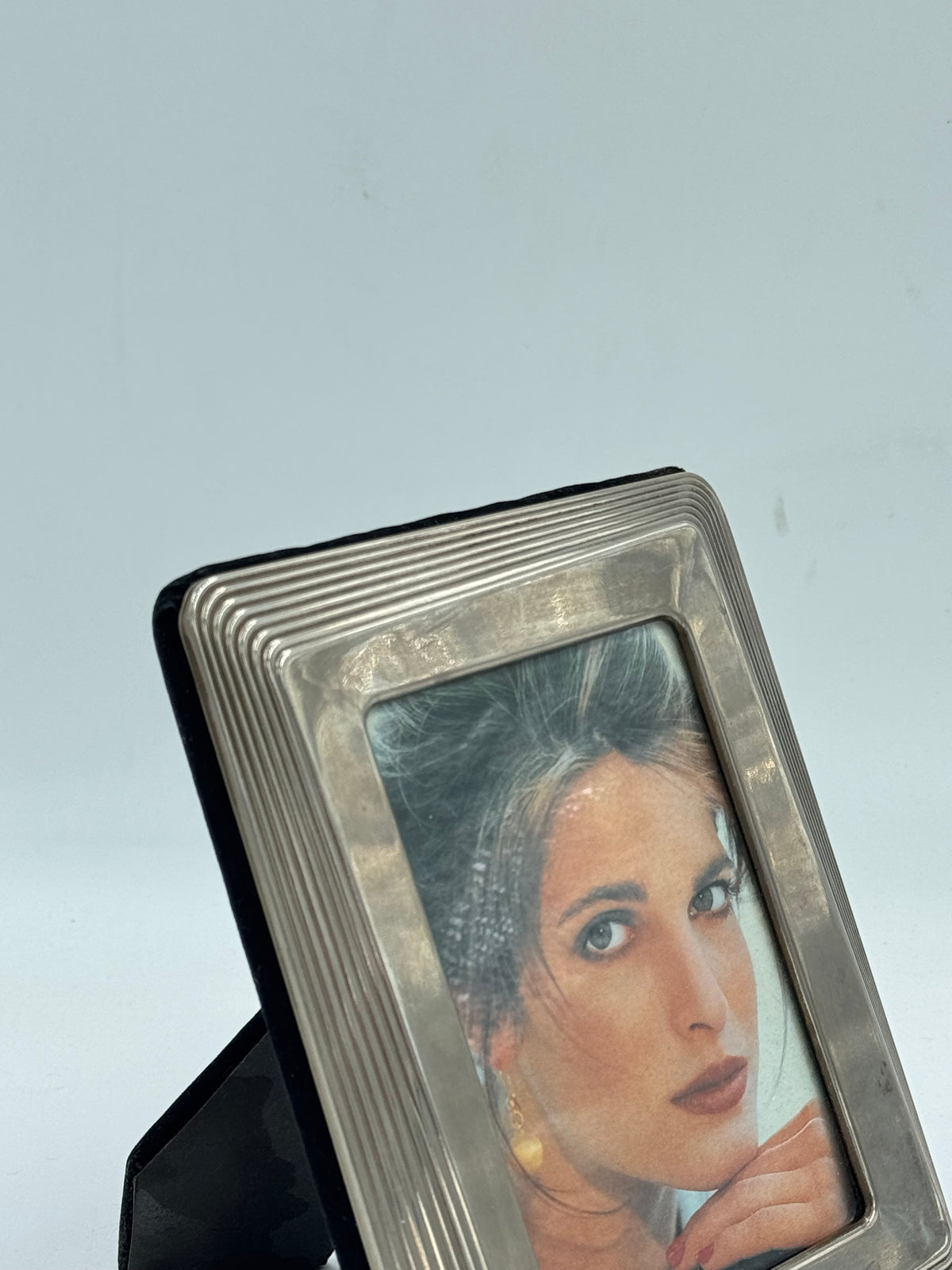 Vintage Silver-Plated Picture Frame with Wide Reeded Border
