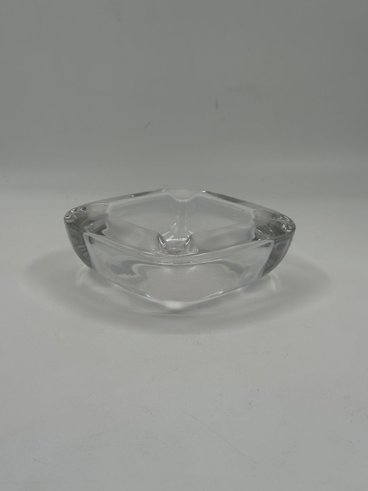Vintage Thick Clear Glass Ashtray, Rounded Square Shape