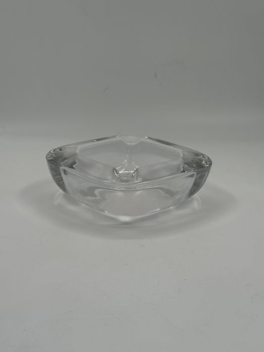Vintage Thick Clear Glass Ashtray, Rounded Square Shape