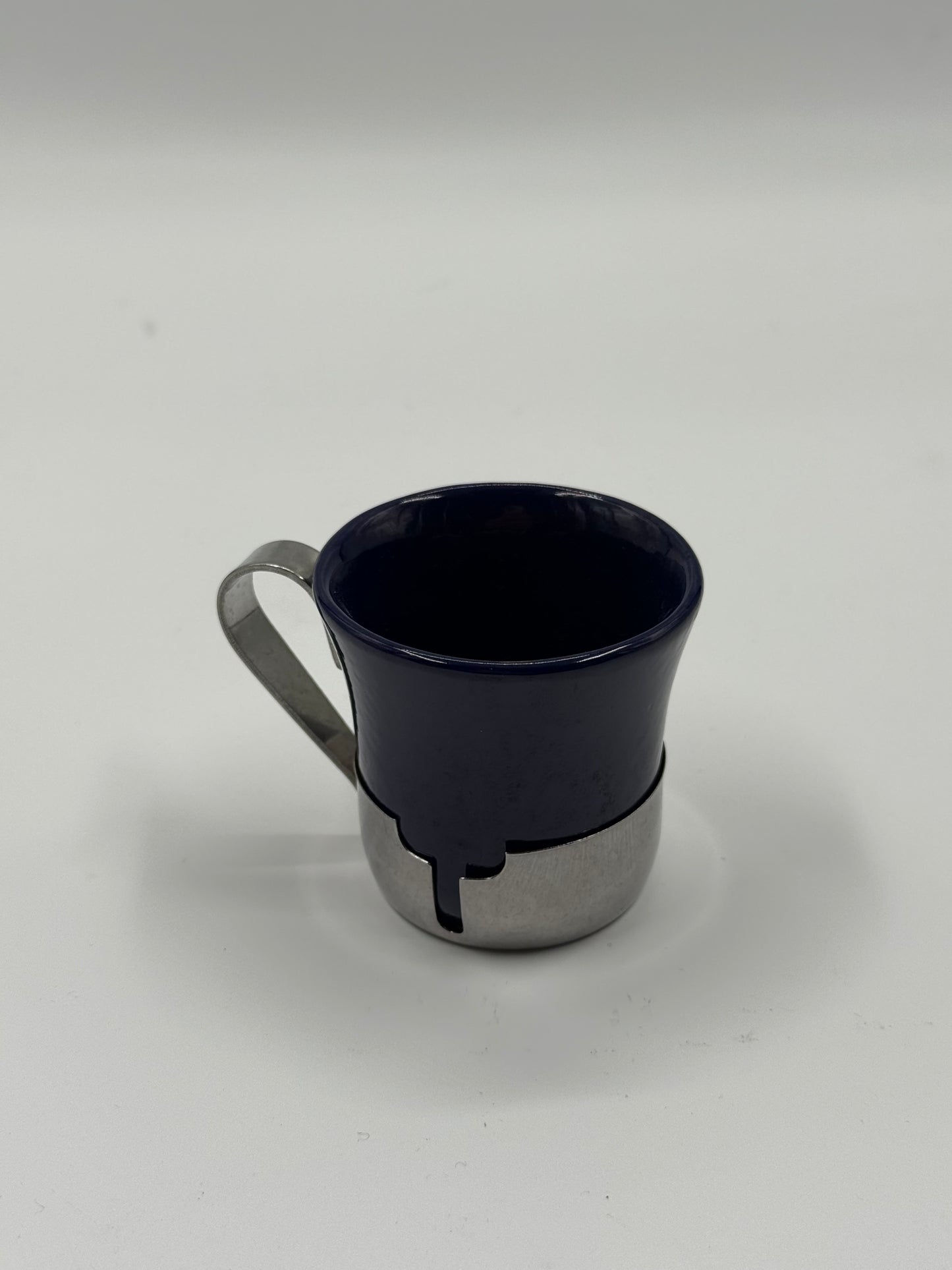 vintage Set of 4 Espresso Cups with Chrome Holders & Saucers Mid-Century Modern