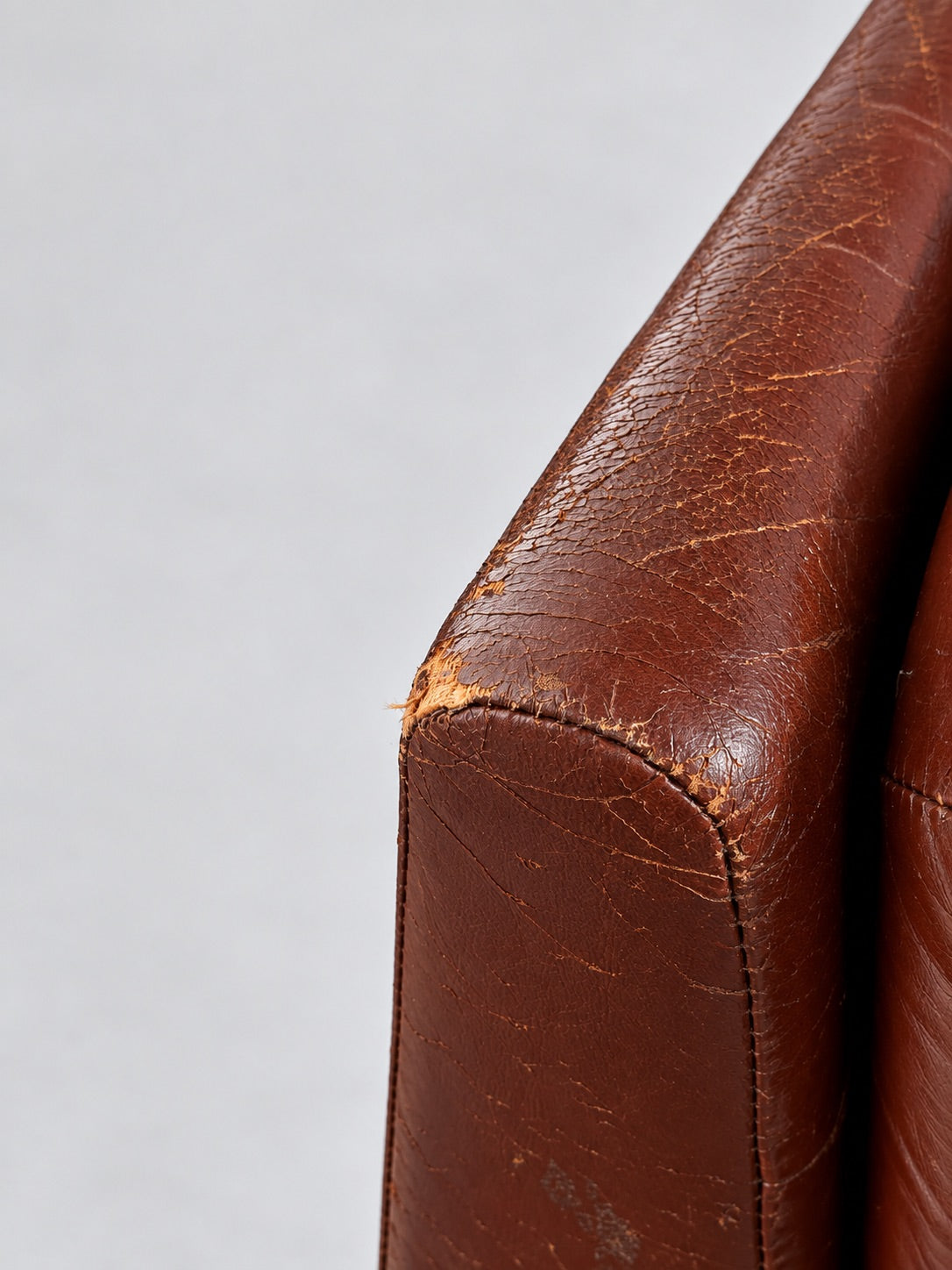 Vintage Design Lounge Chair, Brown Leather & Brushed Steel