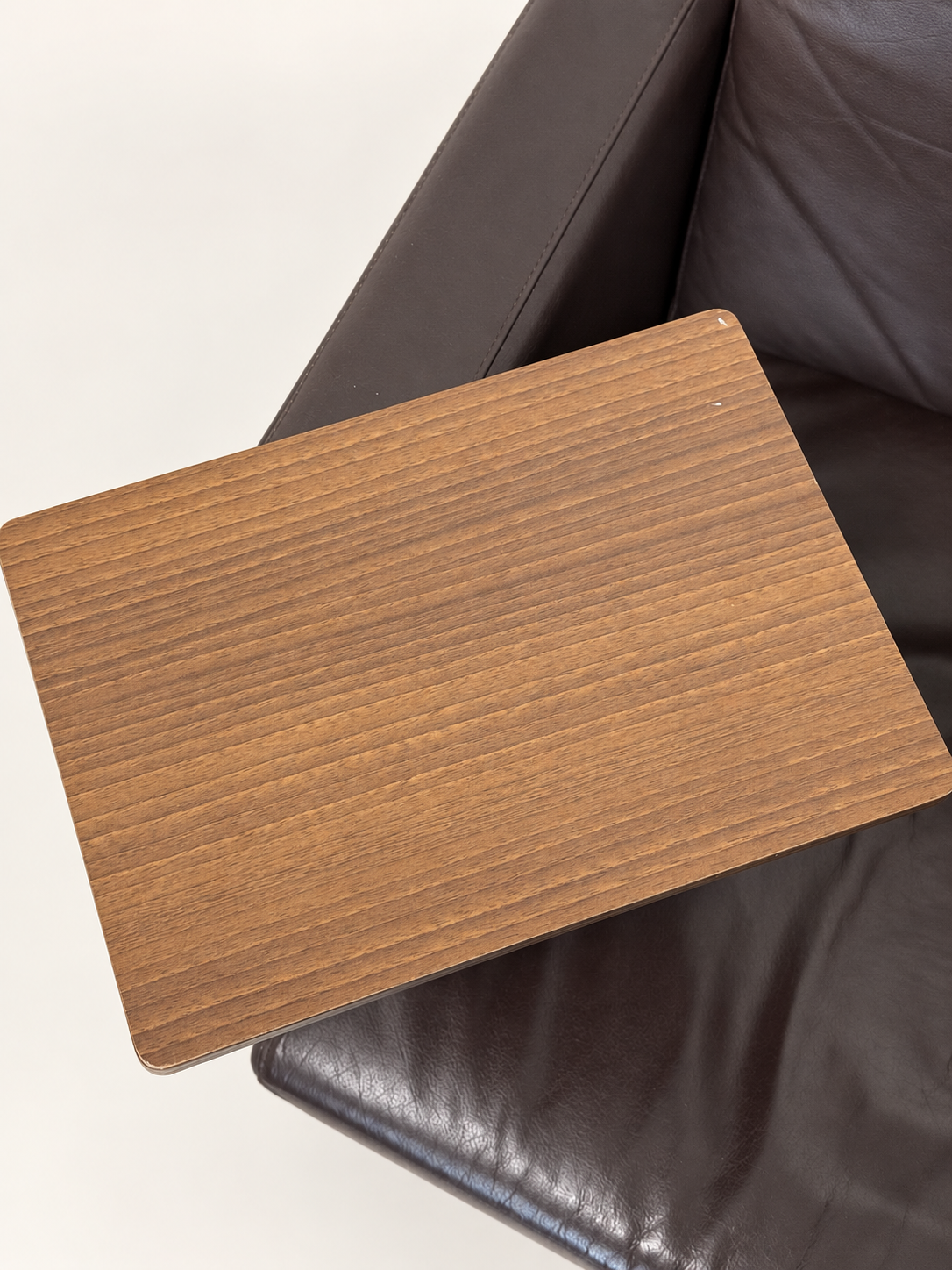 Leather Armchair with Side Table
