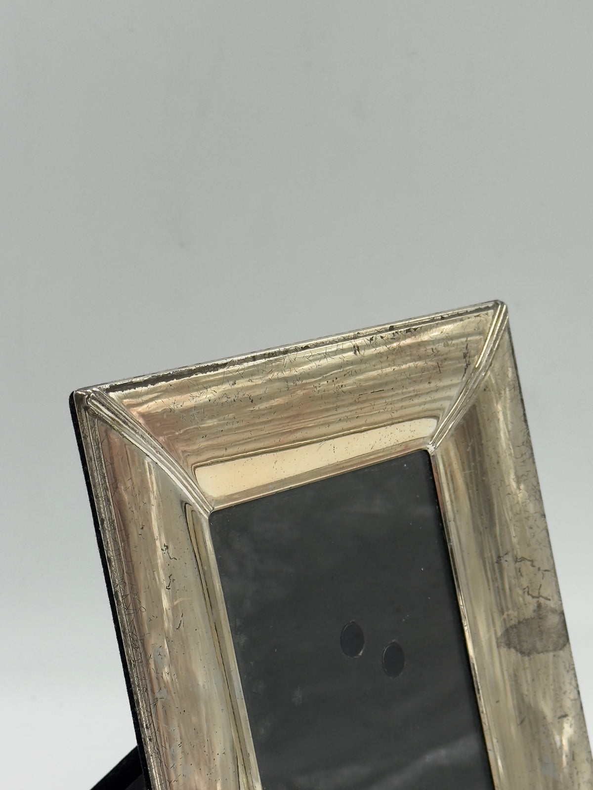 Vintage Silver-Plated Picture Frame with Stepped Mitred Border