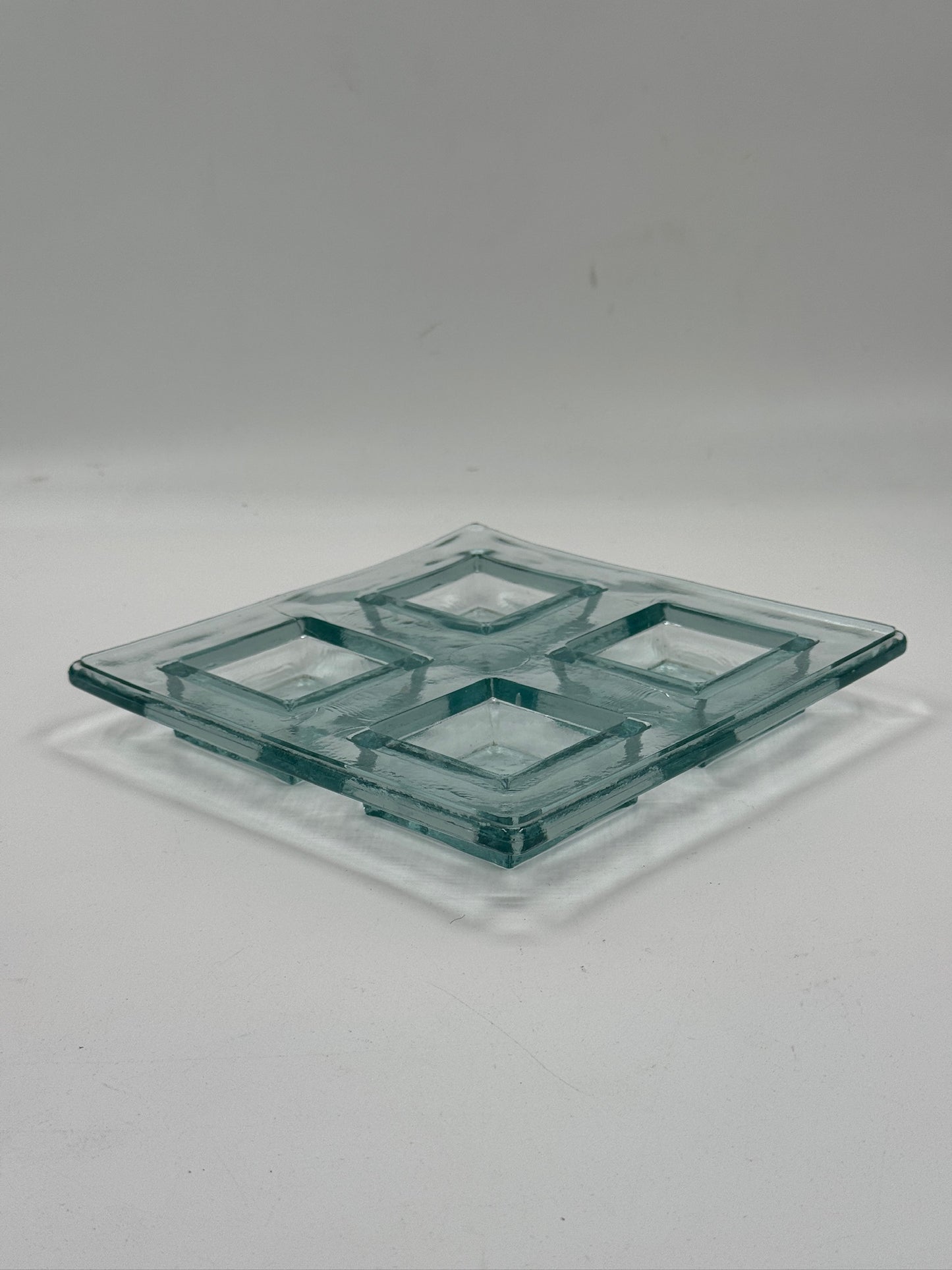 Vintage Pale Green Glass Sectioned Serving Dish