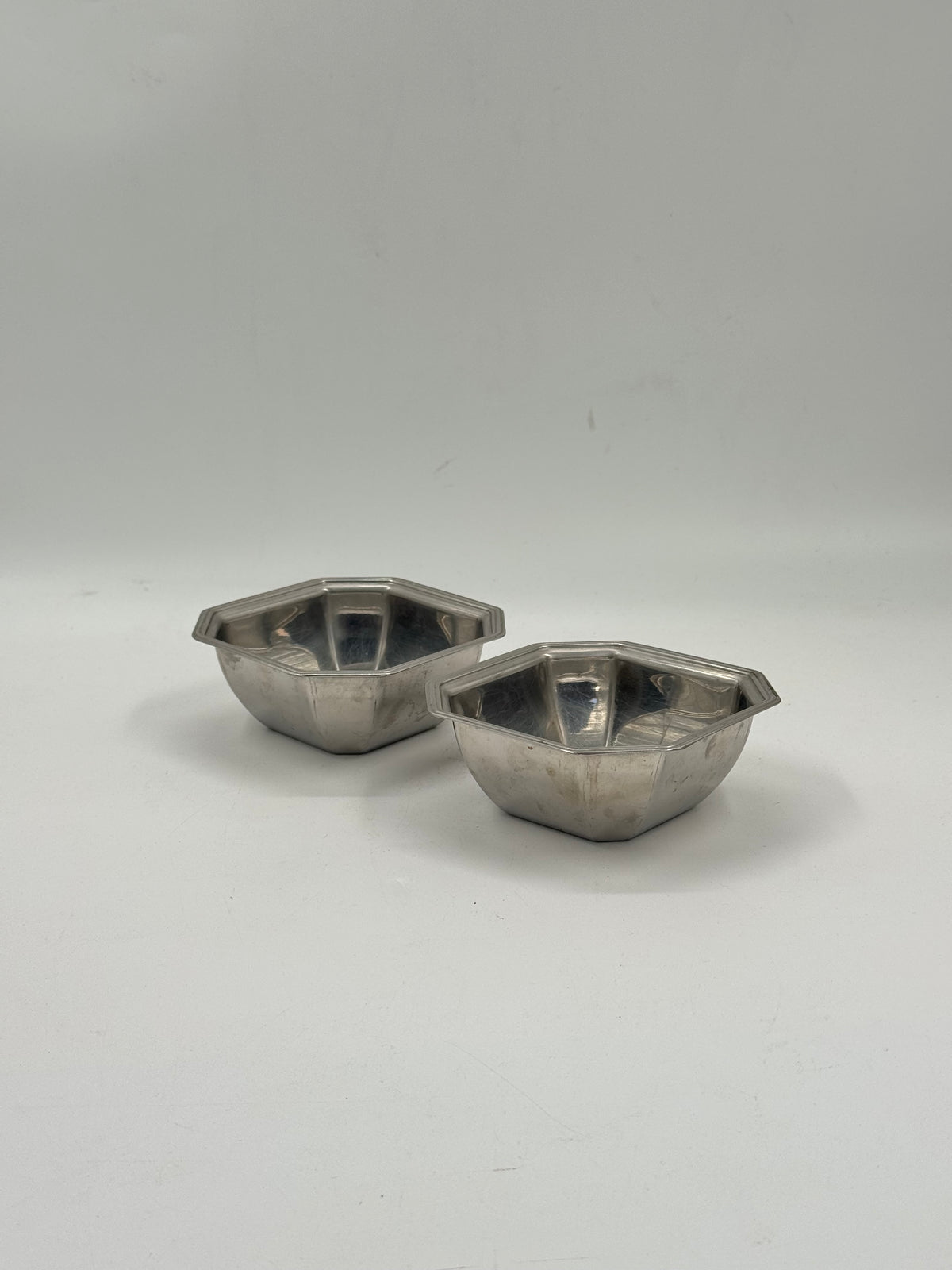 Set of 2 Small Silver-Plated Octagonal Bowls