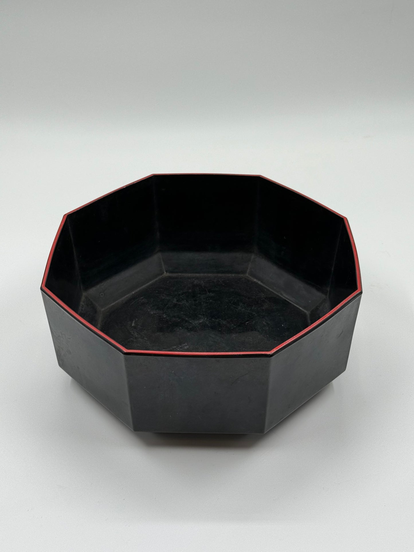 Black Arcoroc Tray Octagonal with Red Line