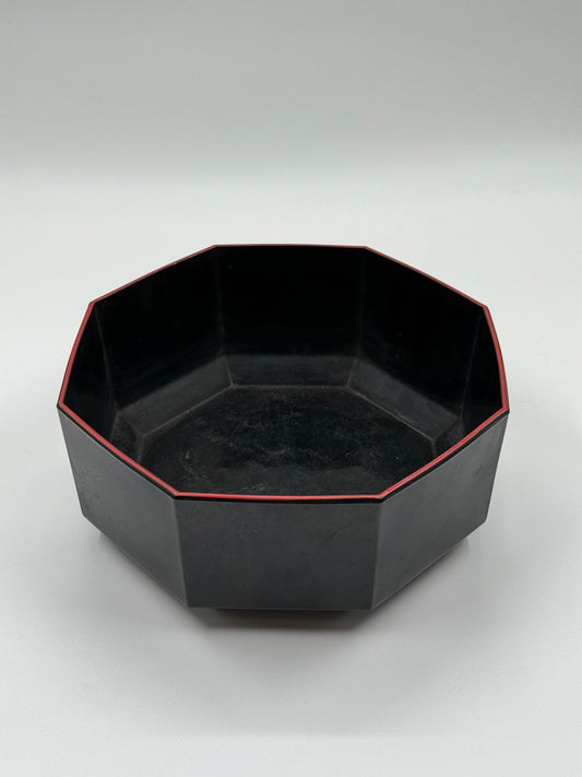 Black Arcoroc Tray Octagonal with Red Line