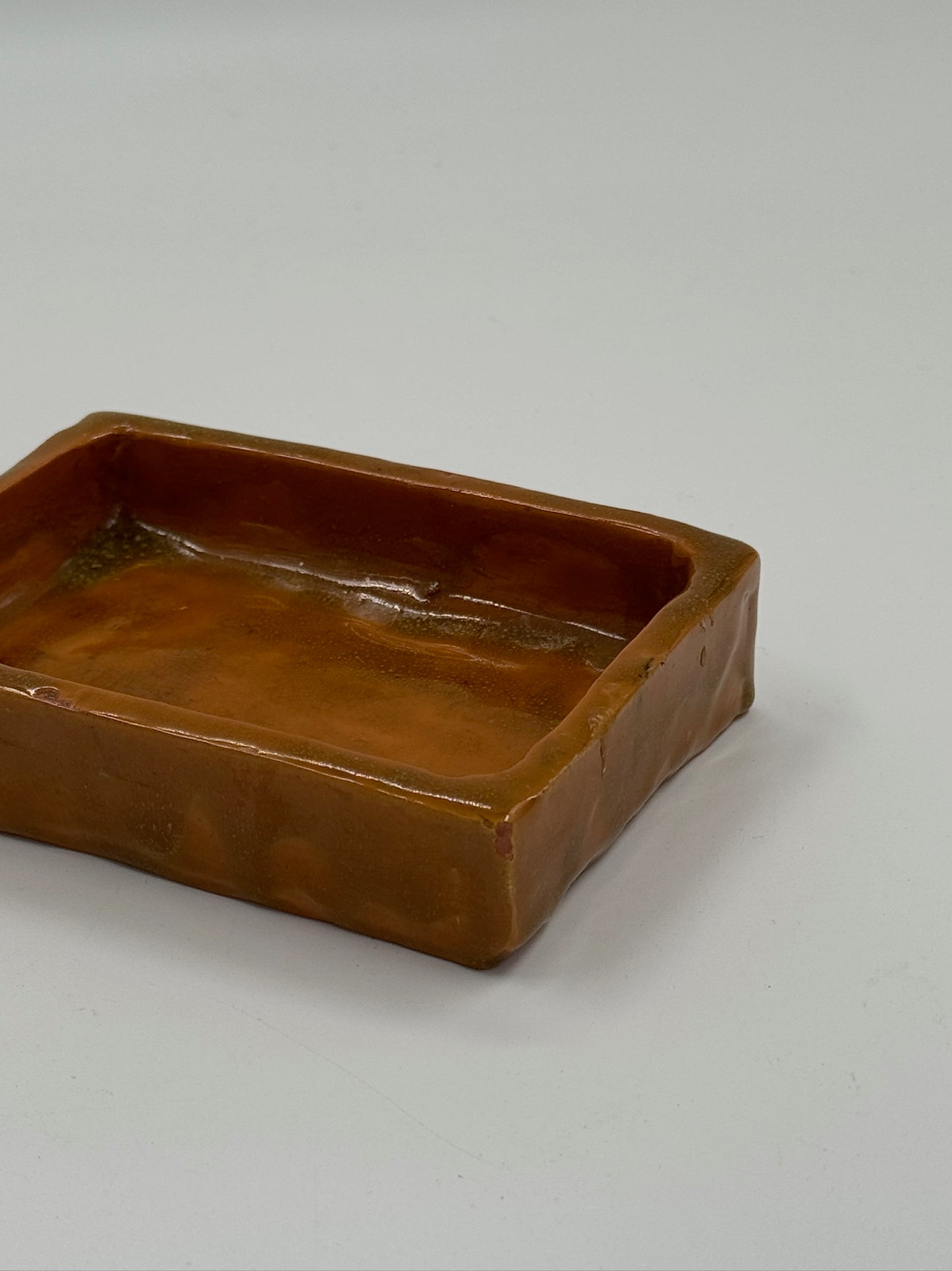 Vintage Amber Glazed Ceramic Catchall Dish