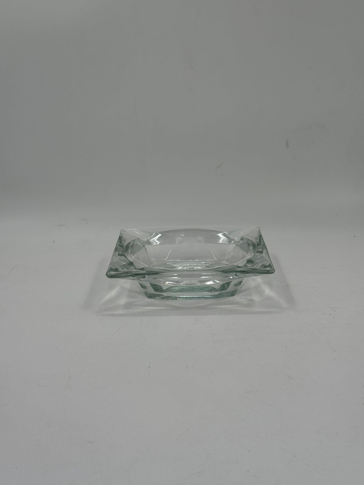 Vintage Square Glass Ashtray, Minimalist Design