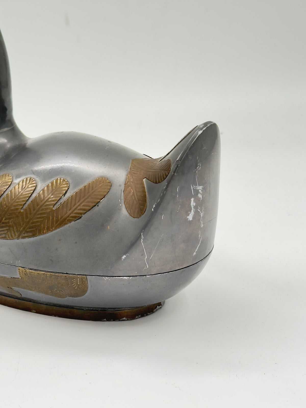 Vintage Silver-Plated Brass Duck Trinket Box
