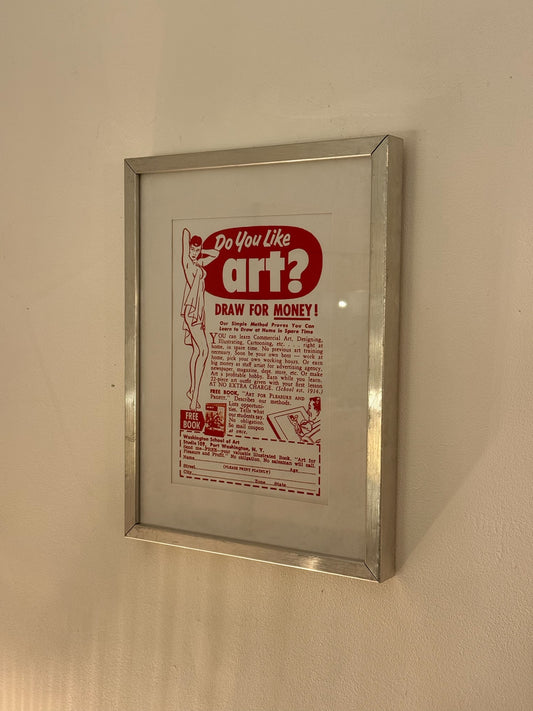 Vintage metal frame with red art