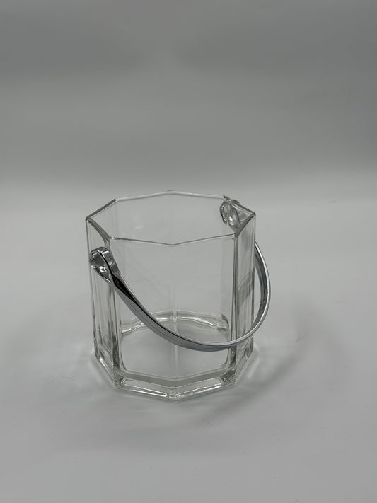 Octagonal Glass Ice Bucket Chrome Handle