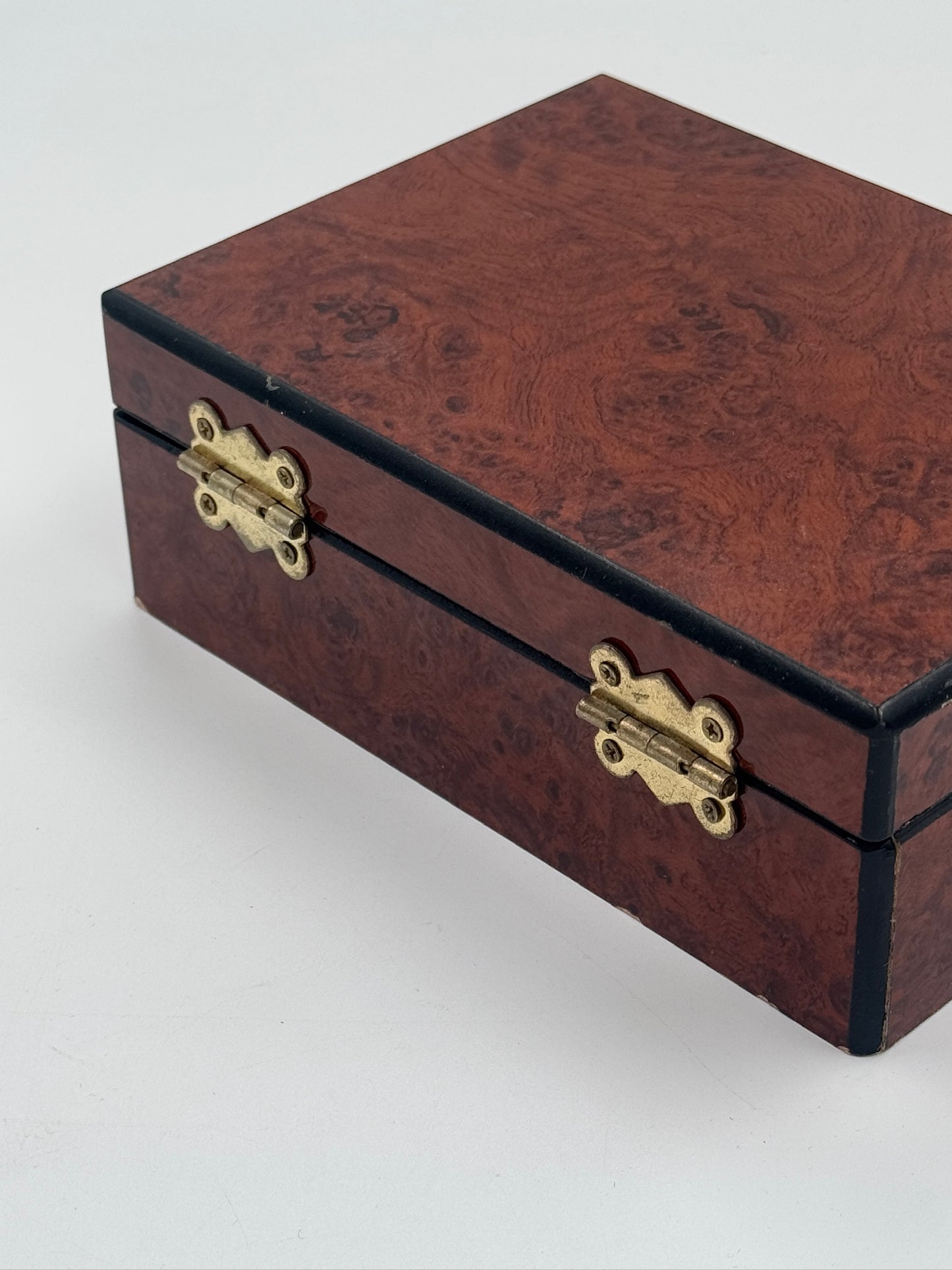 Vintage Burl Wood Jewellery Box with Mirror