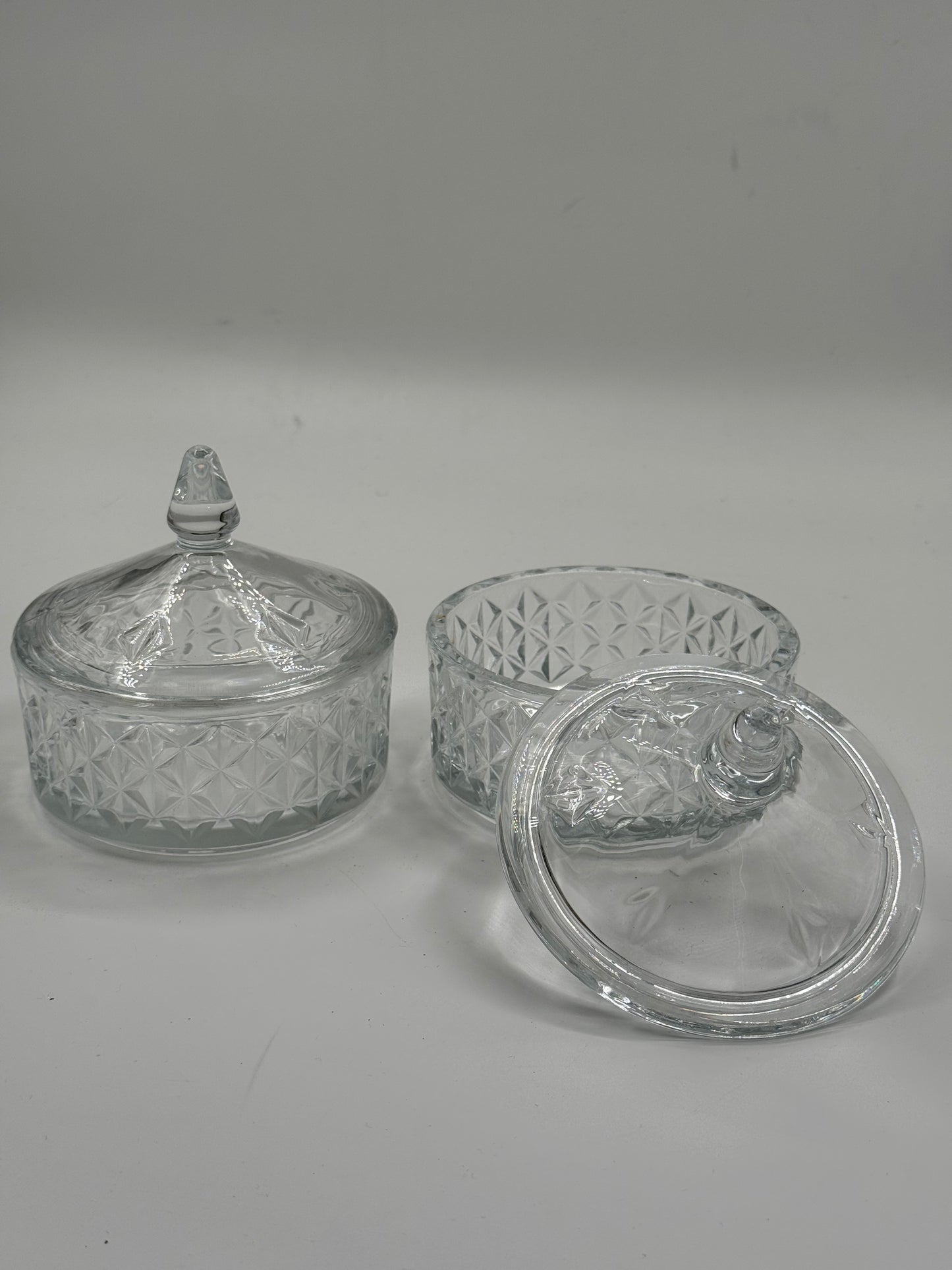 Vintage Cut Glass Storage Jar Set