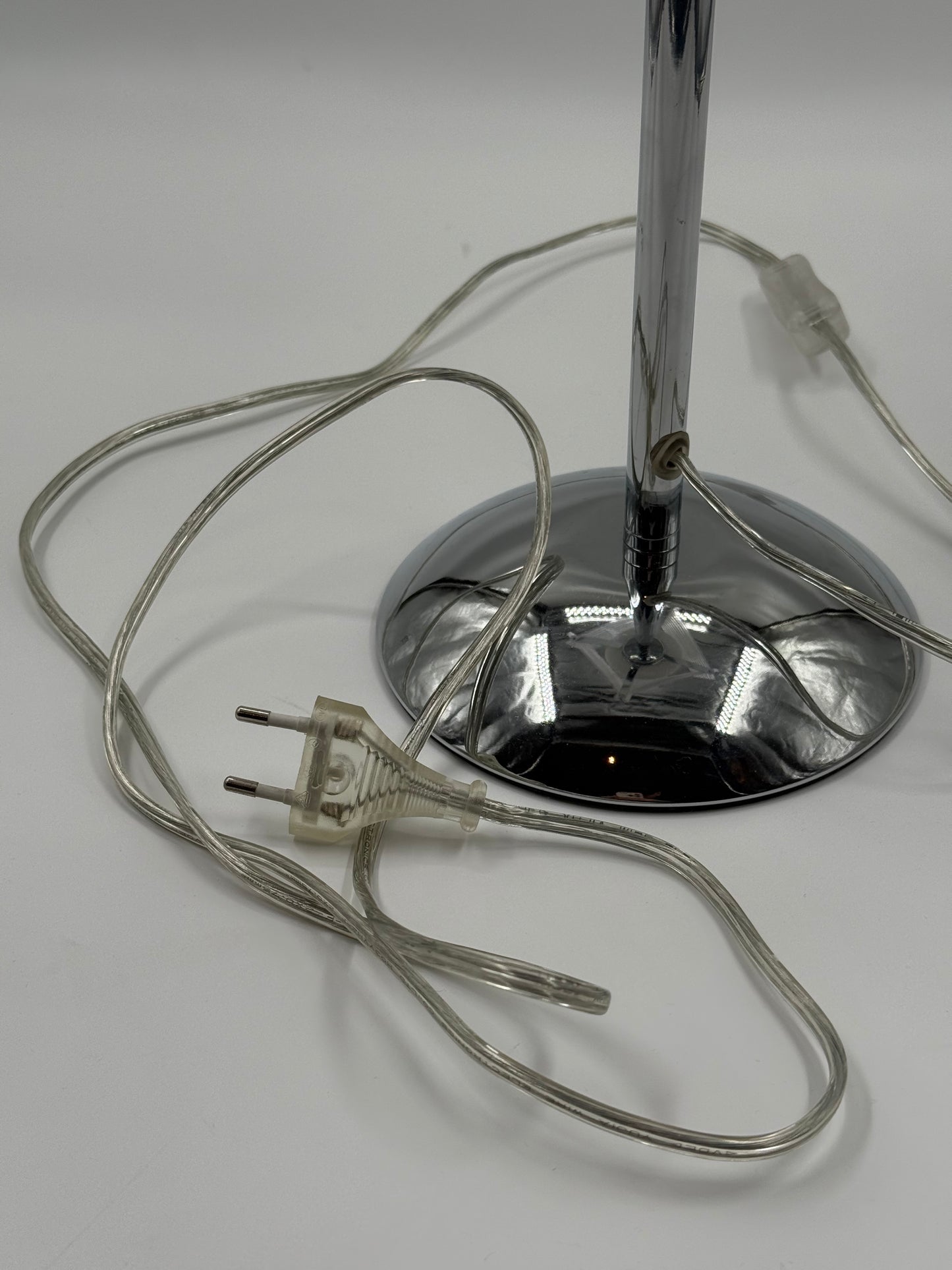 Acrylic 80’s Table Lamp Chromed Base & Spherical Diffuser