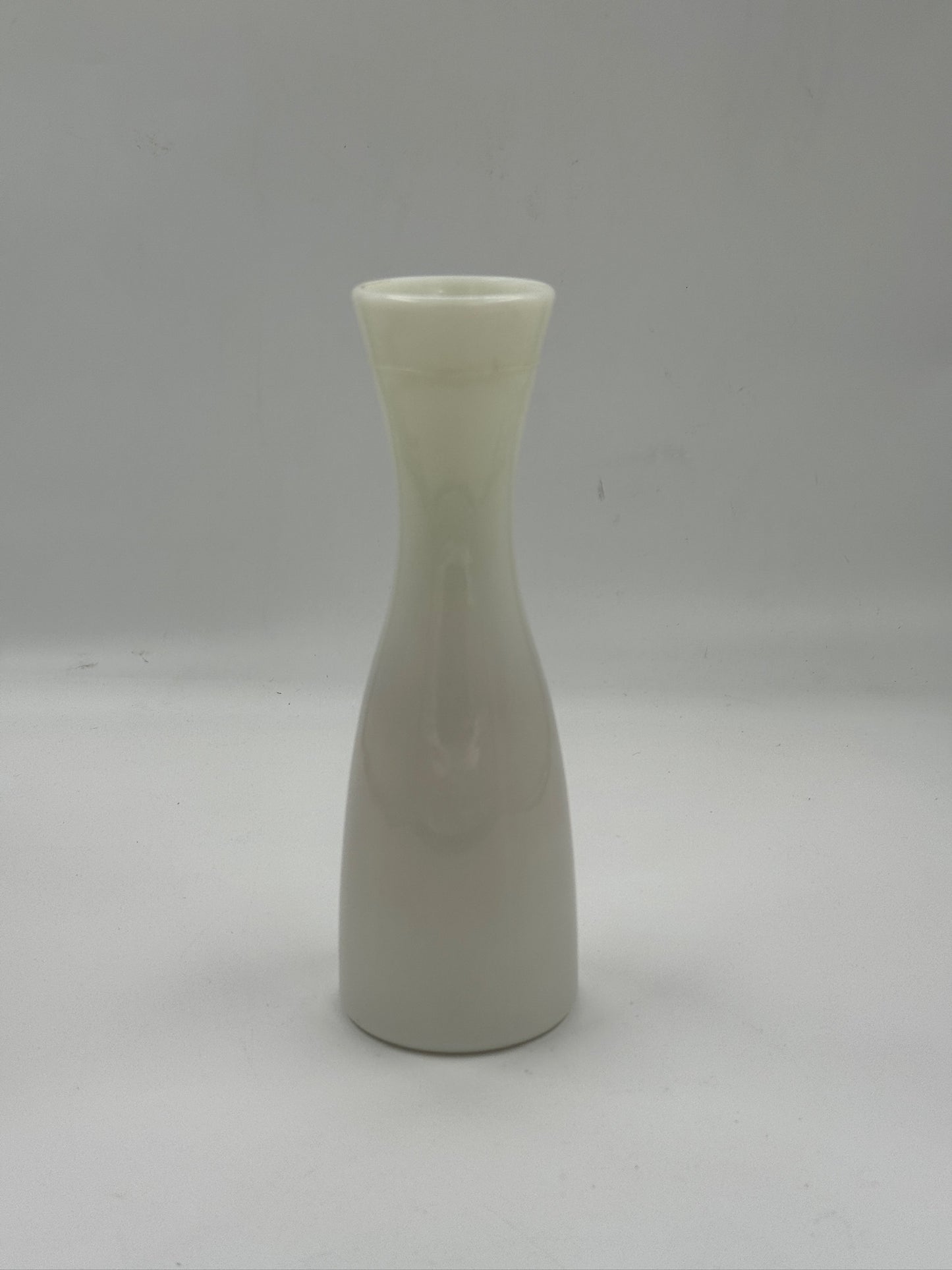 Vintage White Ceramic Hourglass Bud Vase