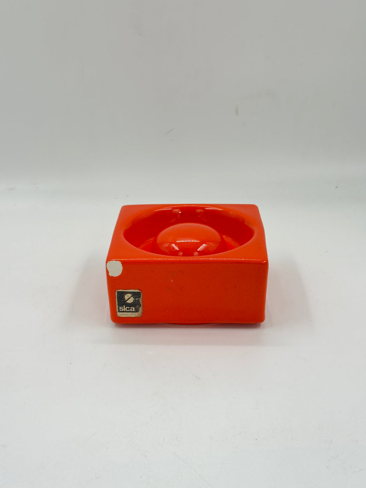 Vintage Orange Ceramic Ashtray by Sicart, Space Age Design