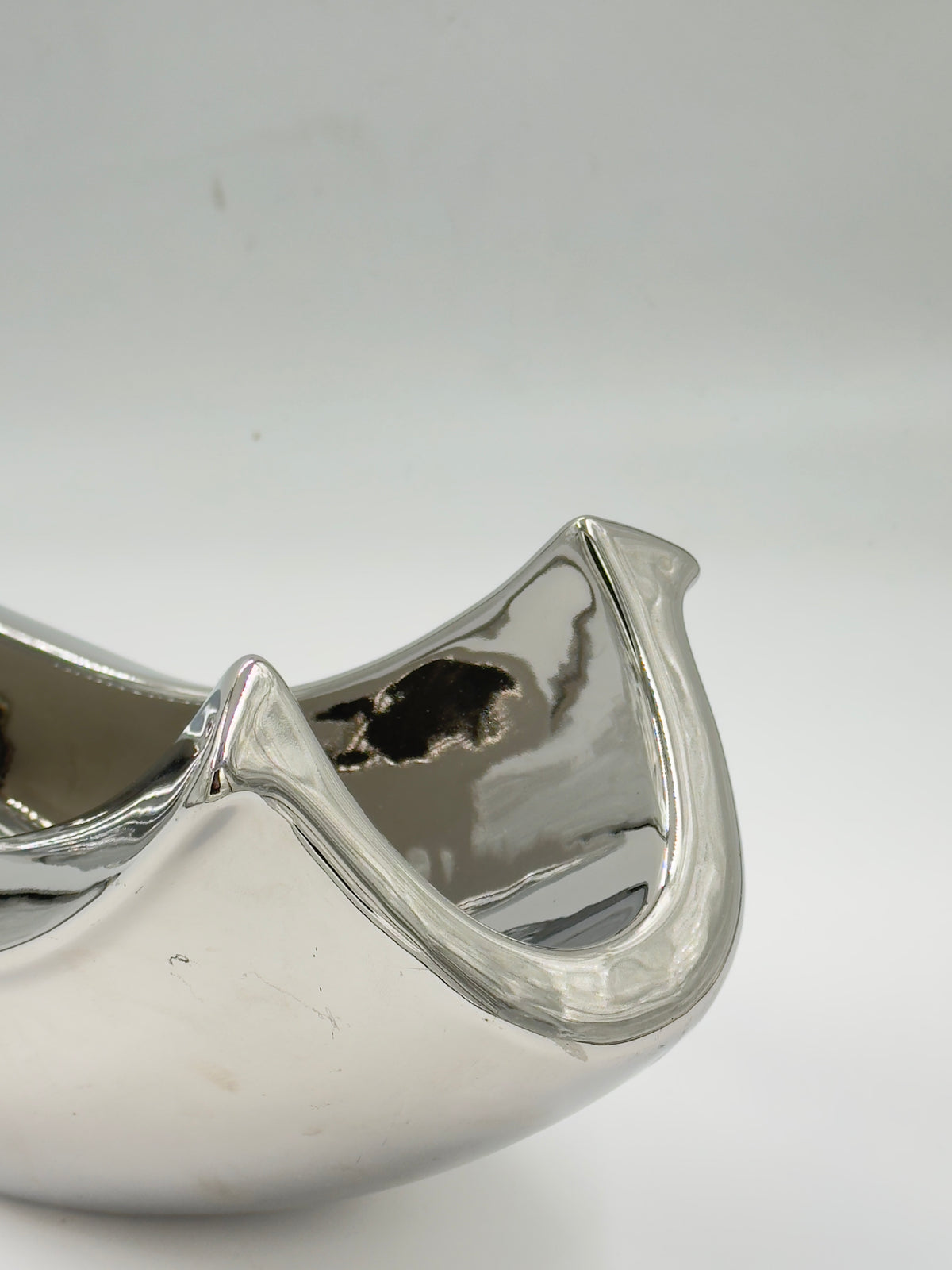 Vintage Sculptural Silver-Plated Centerpiece Bowl with Scroll Handle