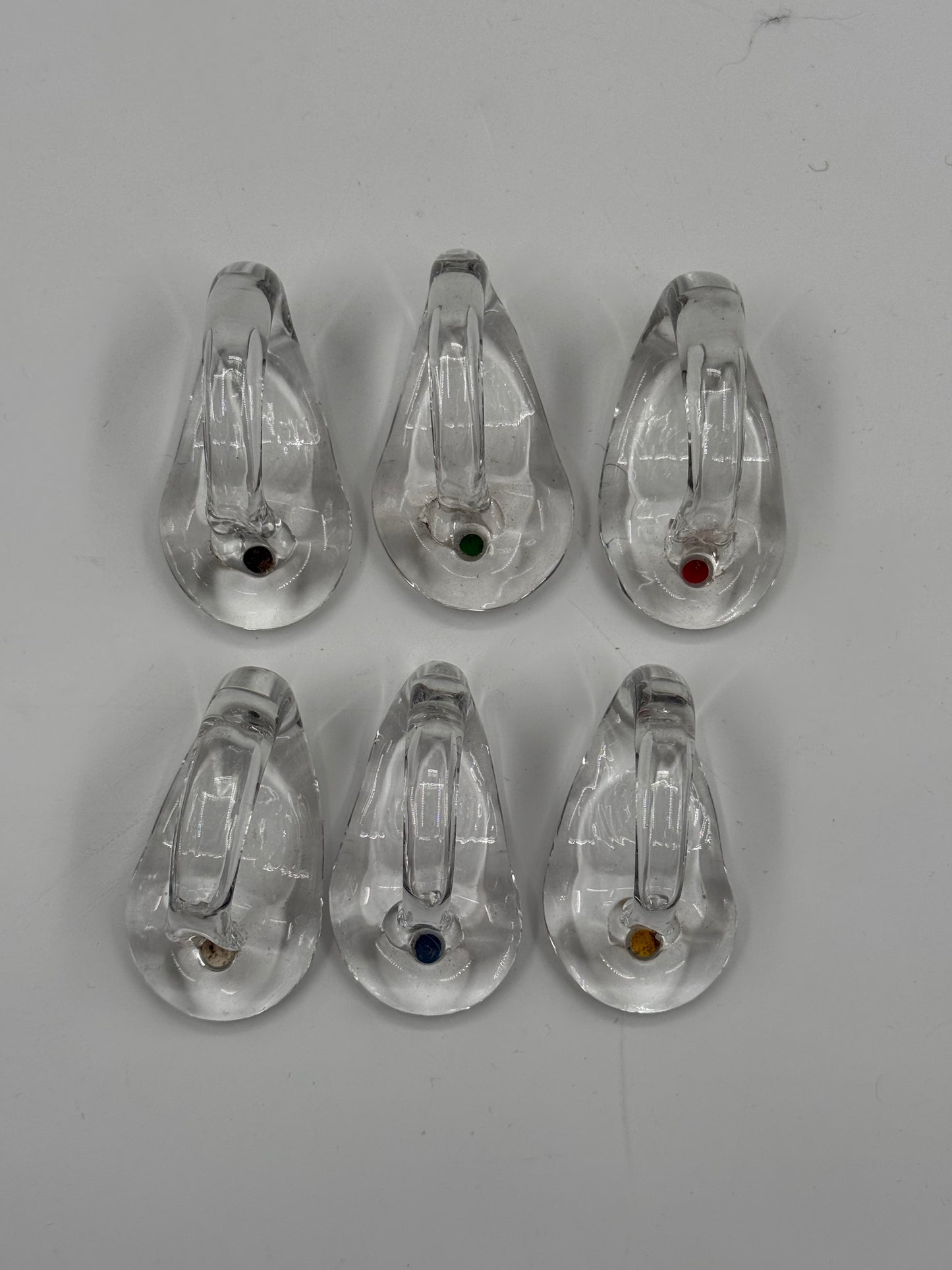 Set of 6 Glass Napkin Rings Sculptural Design