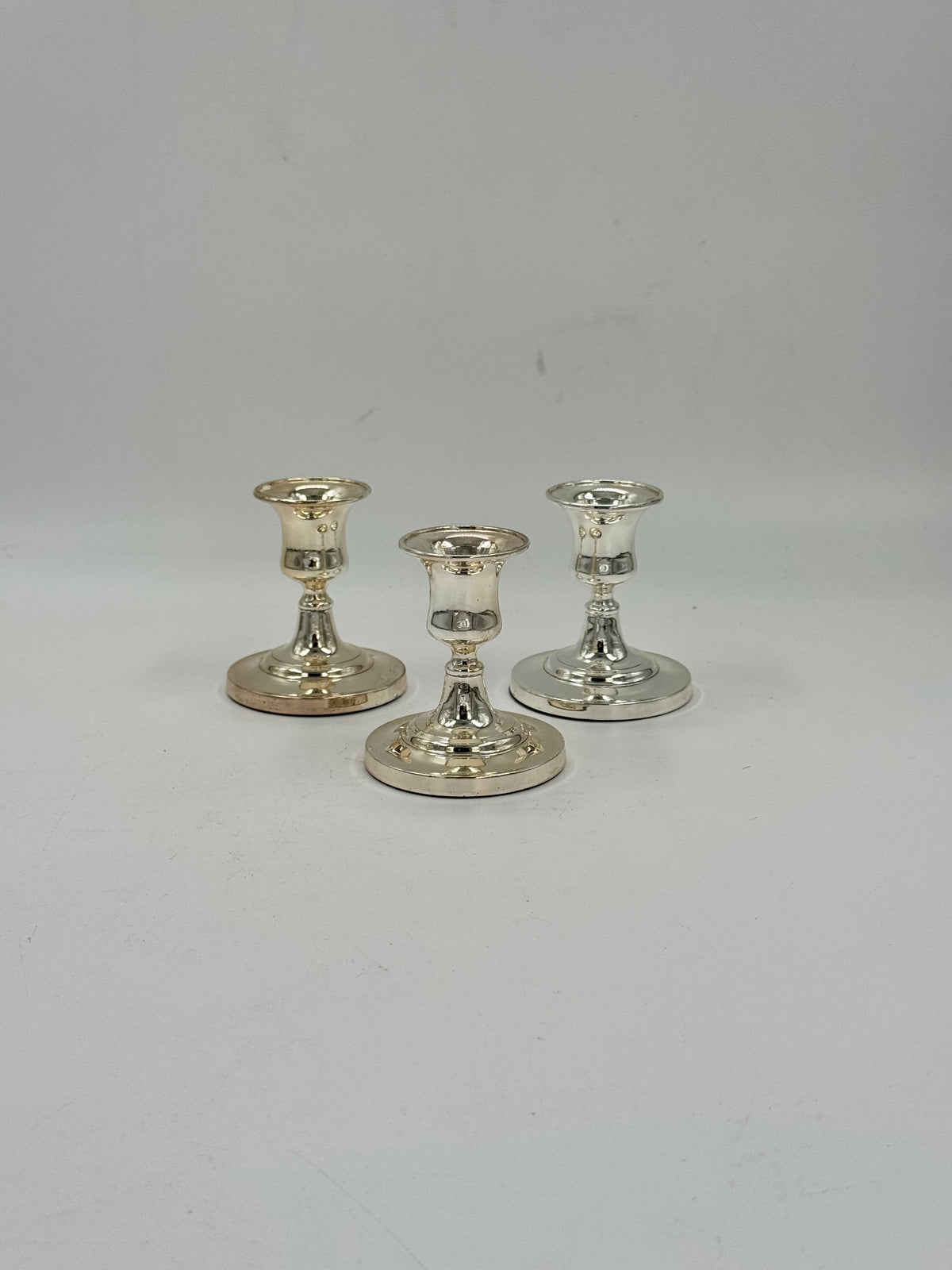 Set of 3 Vintage Silver-Plated Candlesticks