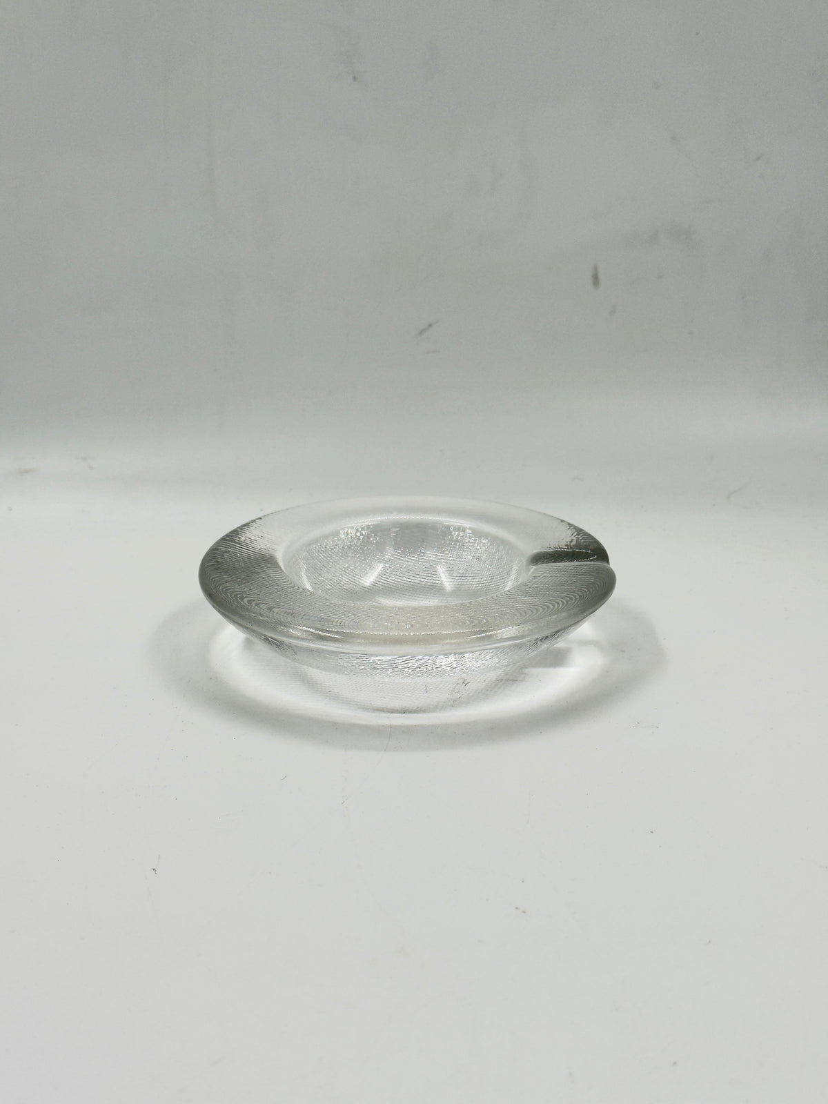 Vintage Linen-Textured Glass Ashtray, Wide Rim