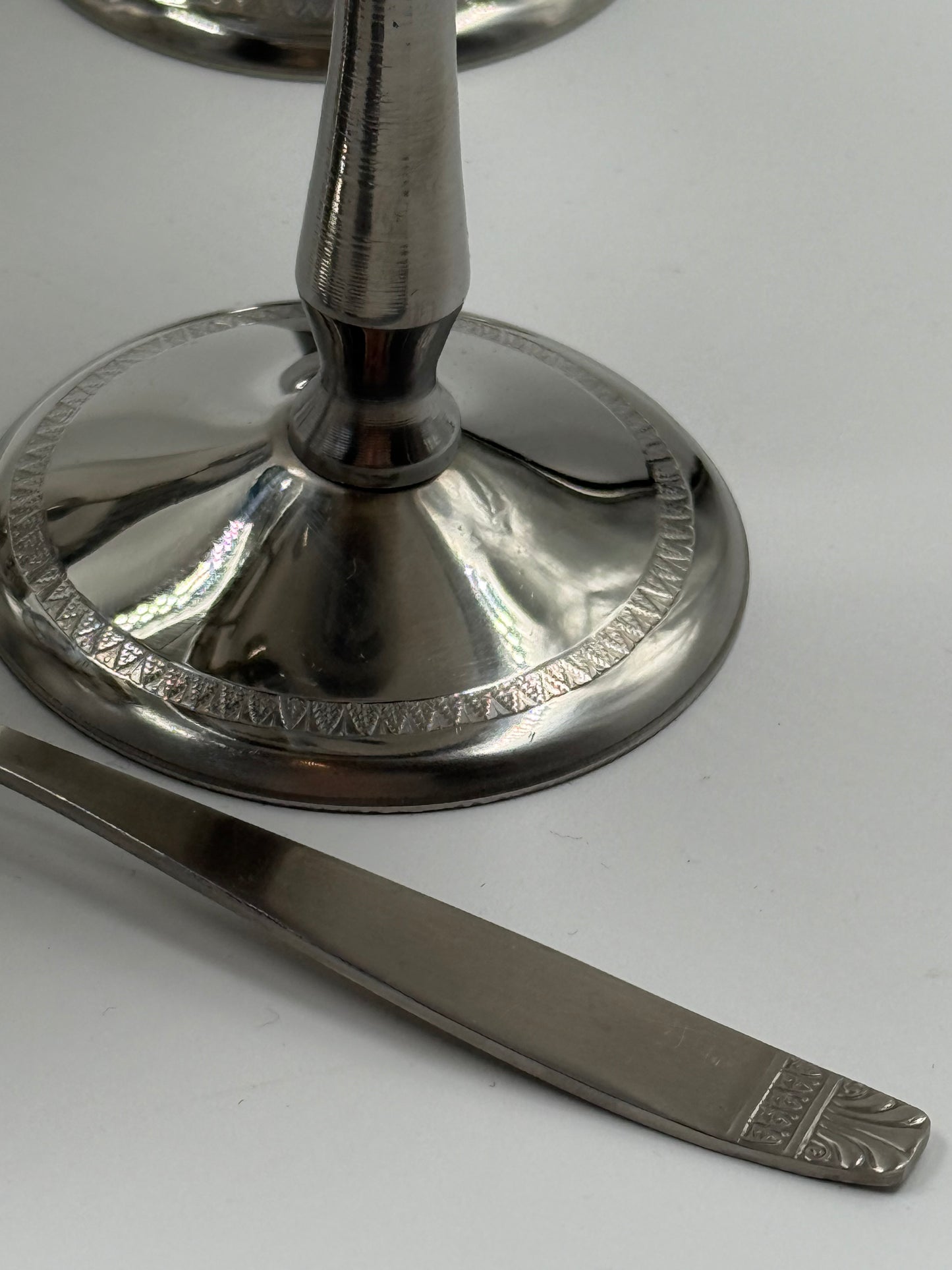 Set of Six Stainless Steel Dessert Coupes With Matching Spoons