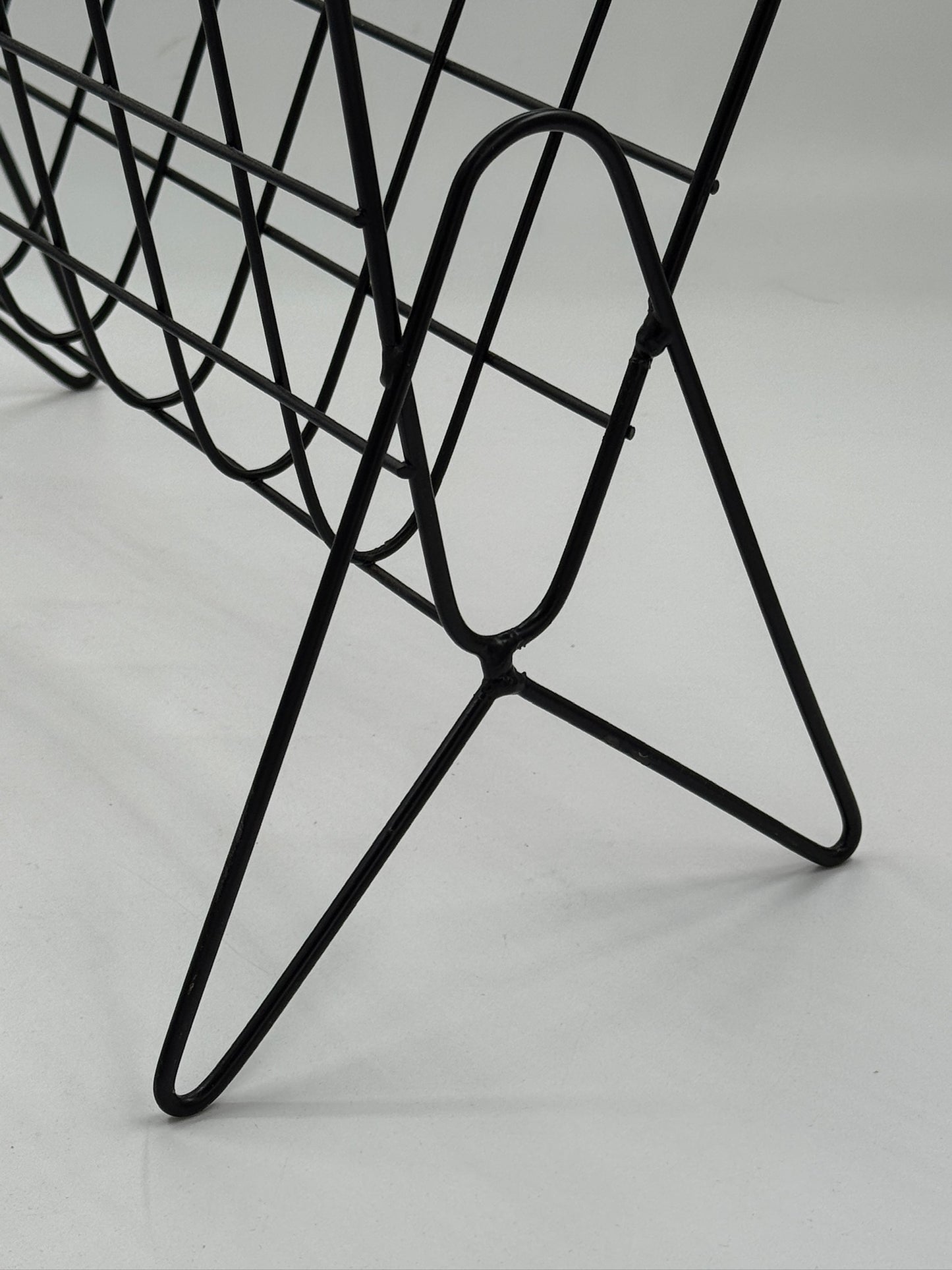 Vintage Mid-Century Black Wire Magazine Rack