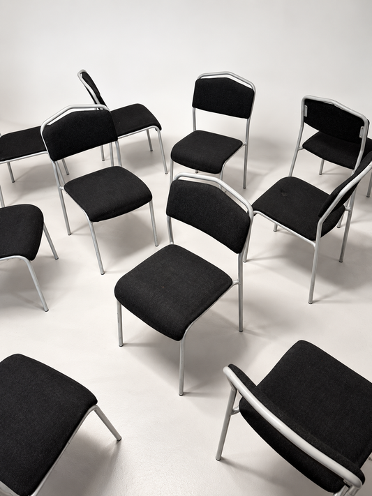 Grey Steel & Black Fabric Chair