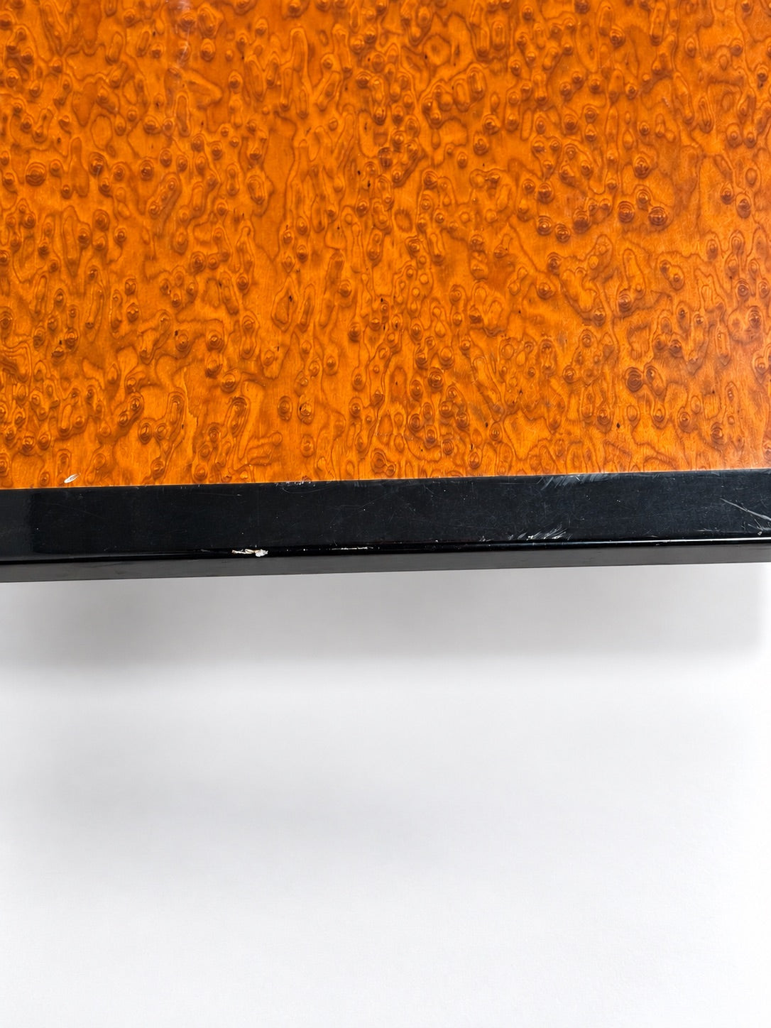 Burl Wood & Black Lacquer Coffee Table